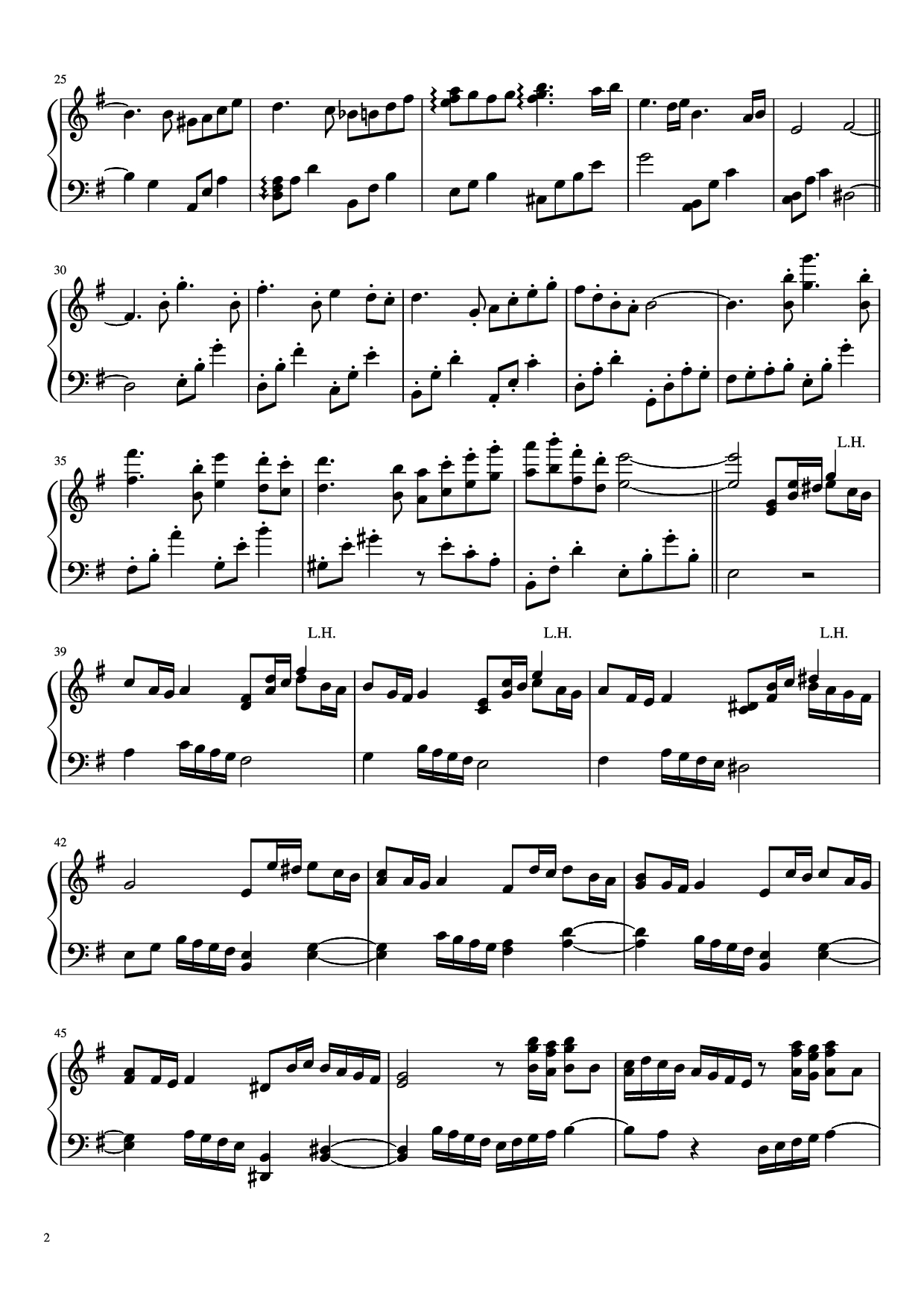 Page 2 of the piano sheet music PDF – 看得见海的街道 Piano by 作曲：久石让
