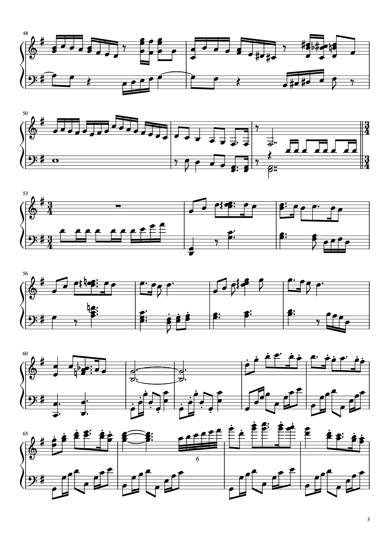 Page 3 of the piano sheet music PDF – 看得见海的街道 Piano by 作曲：久石让