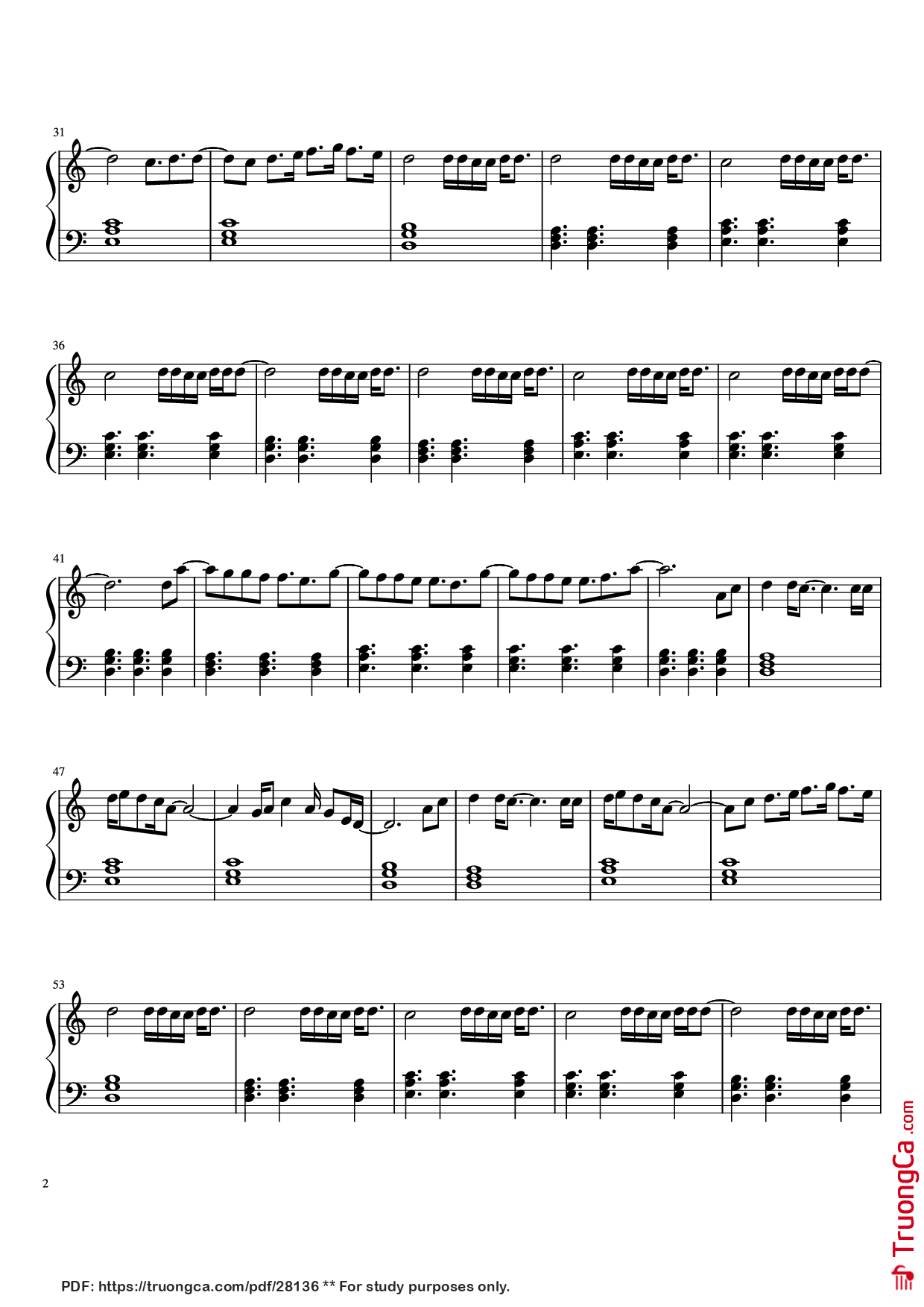 Page 2 of the piano sheet music PDF Piano – Watermelon Sugar Piano by Harry Styles