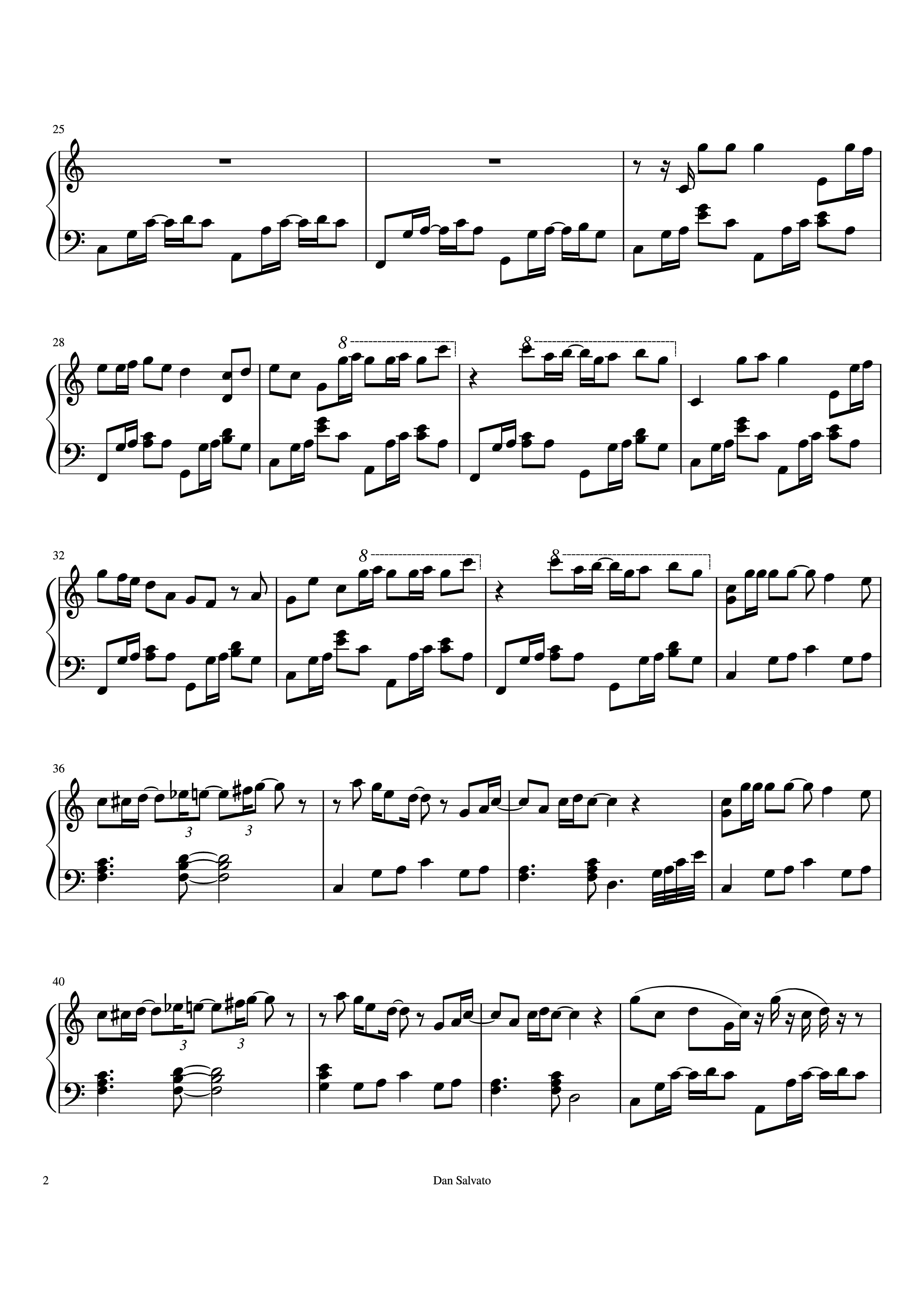 Page 2 of the piano sheet music PDF Piano – Your Reality Piano by Arranged by Maelstrom Transcribed by Runeon