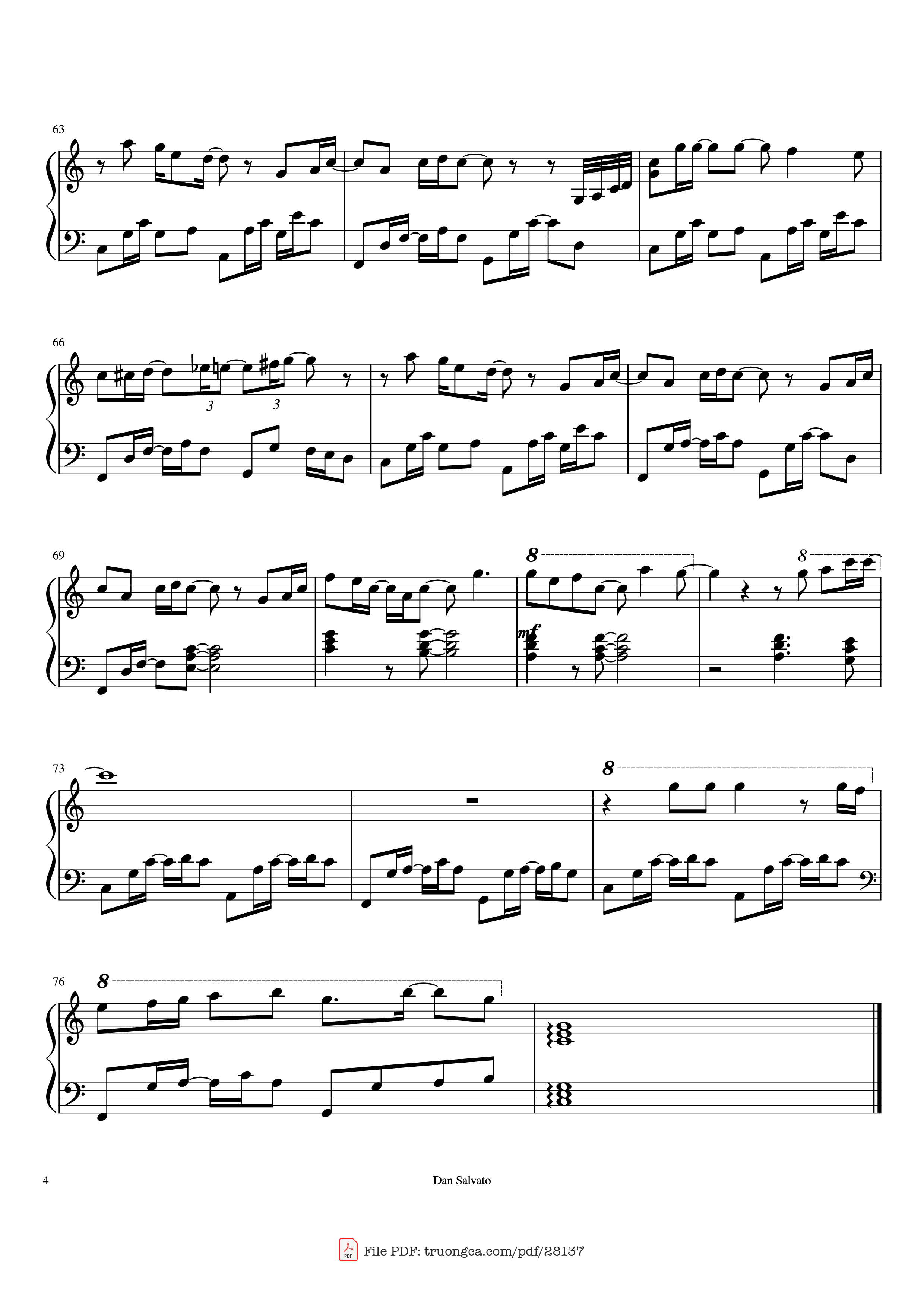 Page 4 of the piano sheet music PDF Piano – Your Reality Piano by Arranged by Maelstrom Transcribed by Runeon