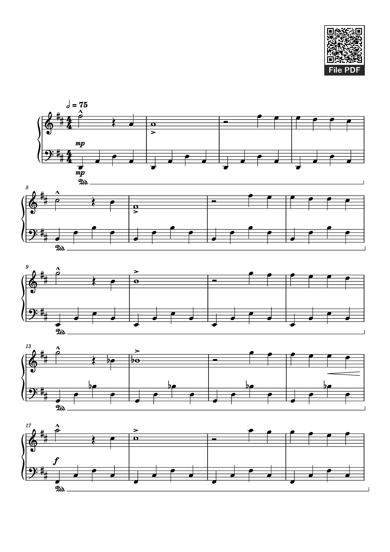 Page 1 of the piano sheet music PDF Piano – score-023a940e1bc36da633af41df8e5459f6 Piano by Undefined
