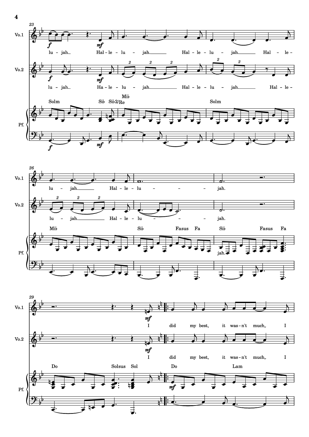 Page 4 of the piano sheet music PDF Piano – Hallelujah Piano by Parole e musica di