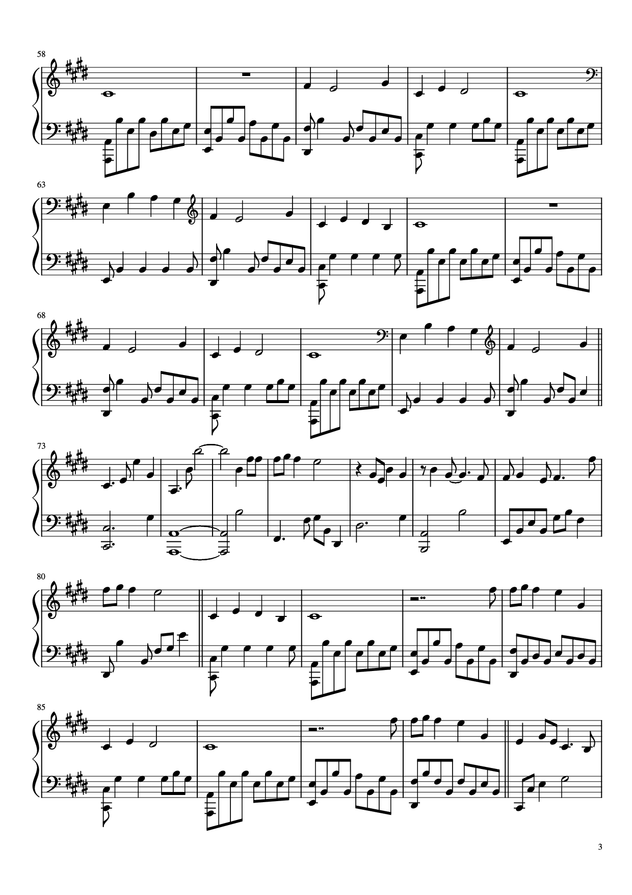 Page 3 of the piano sheet music PDF Piano – Lonely Day Piano by Jurrivh