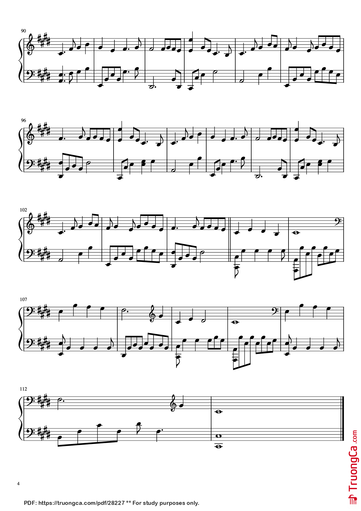 Page 4 of the piano sheet music PDF Piano – Lonely Day Piano by Jurrivh