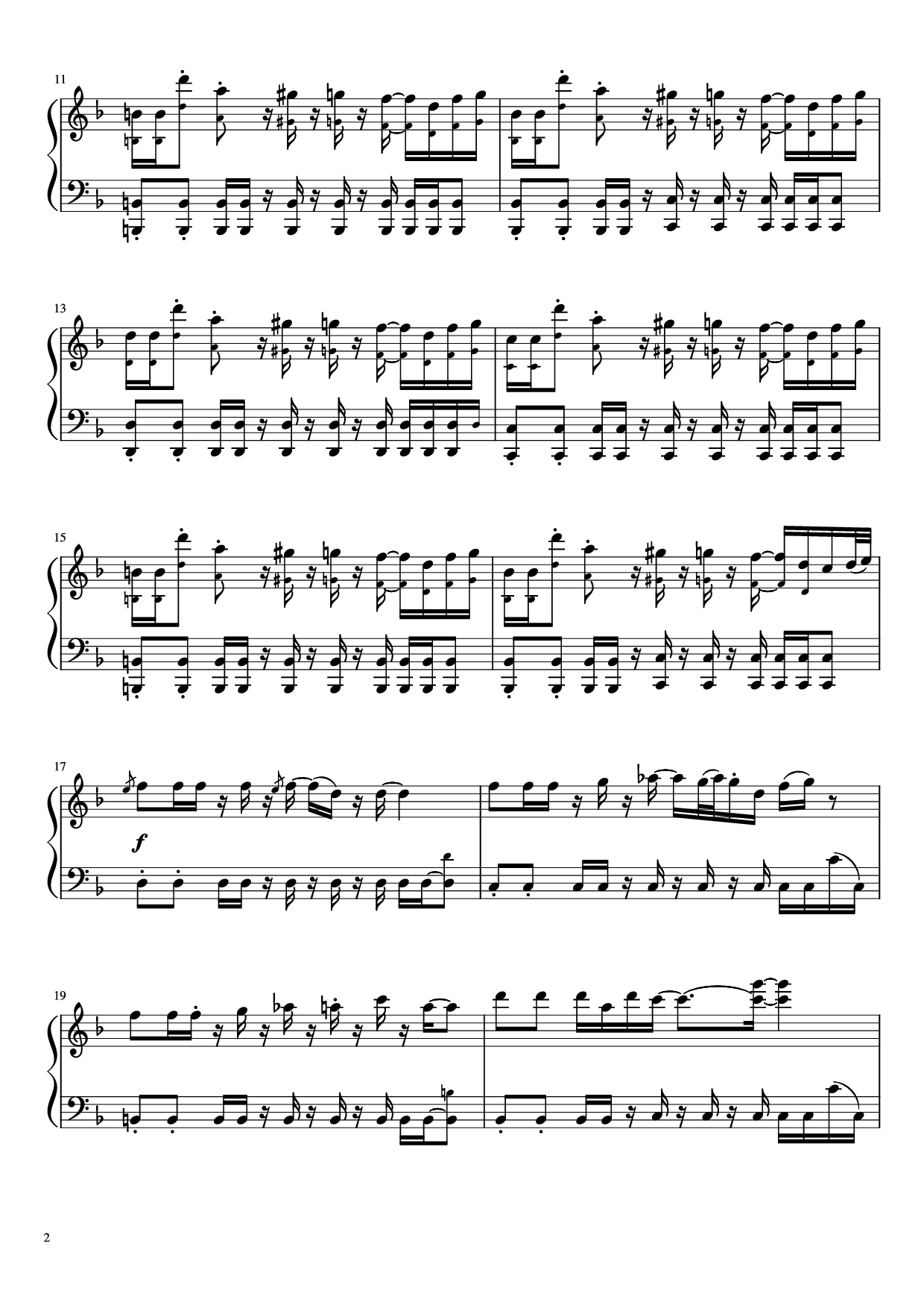 Page 2 of the piano sheet music PDF Piano – Undertale - Megalovania Piano by Composed by Toby Fox