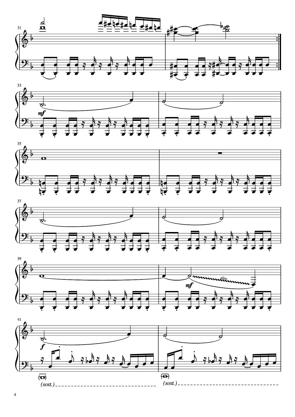 Page 4 of the piano sheet music PDF Piano – Undertale - Megalovania Piano by Composed by Toby Fox