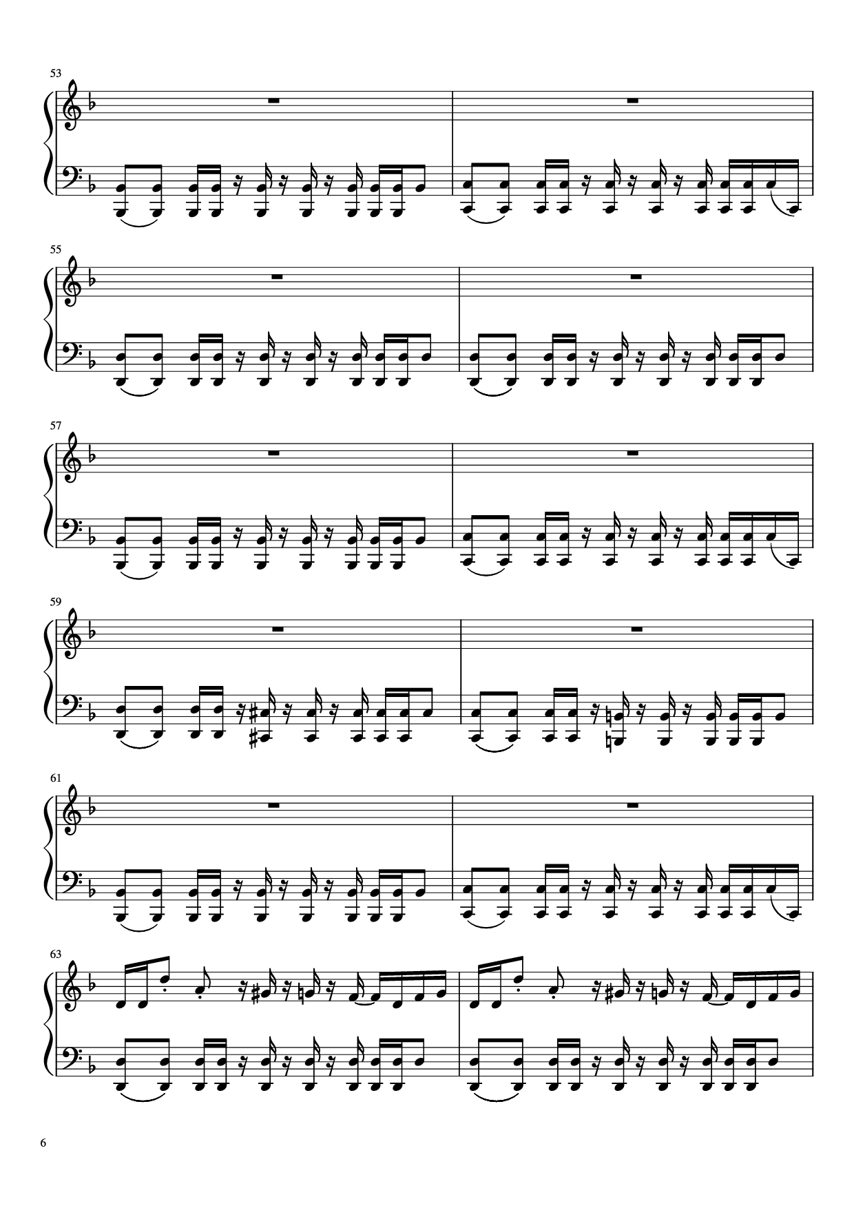 Page 6 of the piano sheet music PDF Piano – Undertale - Megalovania Piano by Composed by Toby Fox