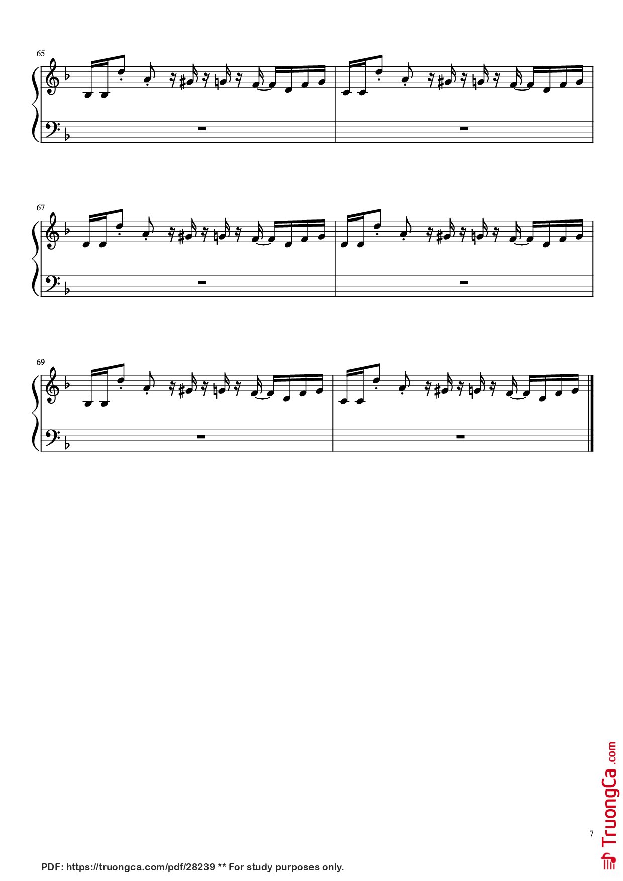 Page 7 of the piano sheet music PDF Piano – Undertale - Megalovania Piano by Composed by Toby Fox