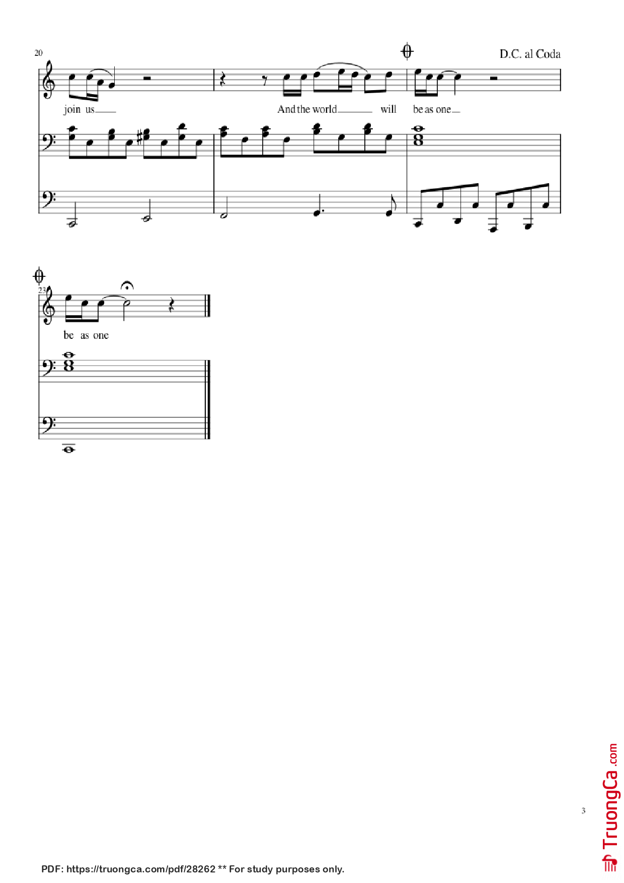 Page 3 of the piano sheet music PDF Piano – Imagine Piano & Vocal by John Lennon