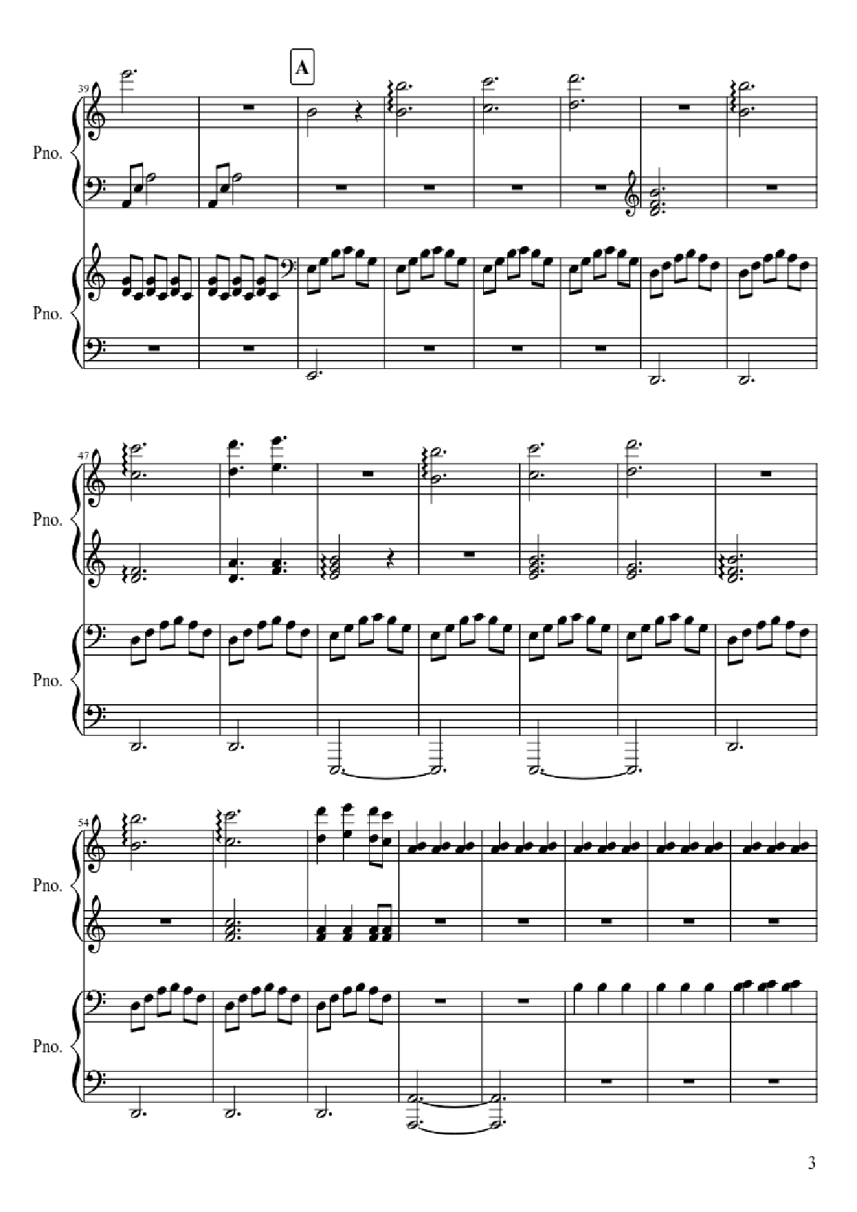 Page 3 of the piano sheet music PDF Piano – Gwyn, Lord of Cinder Piano by Composed by Motoi Sakuraba