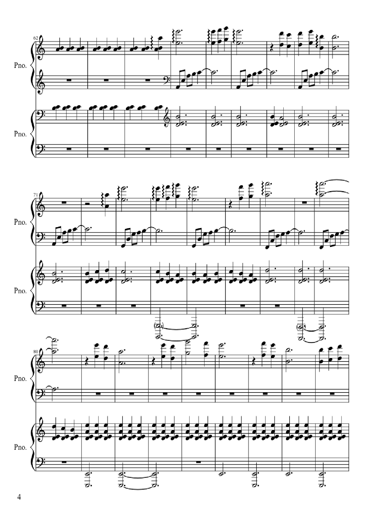 Page 4 of the piano sheet music PDF Piano – Gwyn, Lord of Cinder Piano by Composed by Motoi Sakuraba