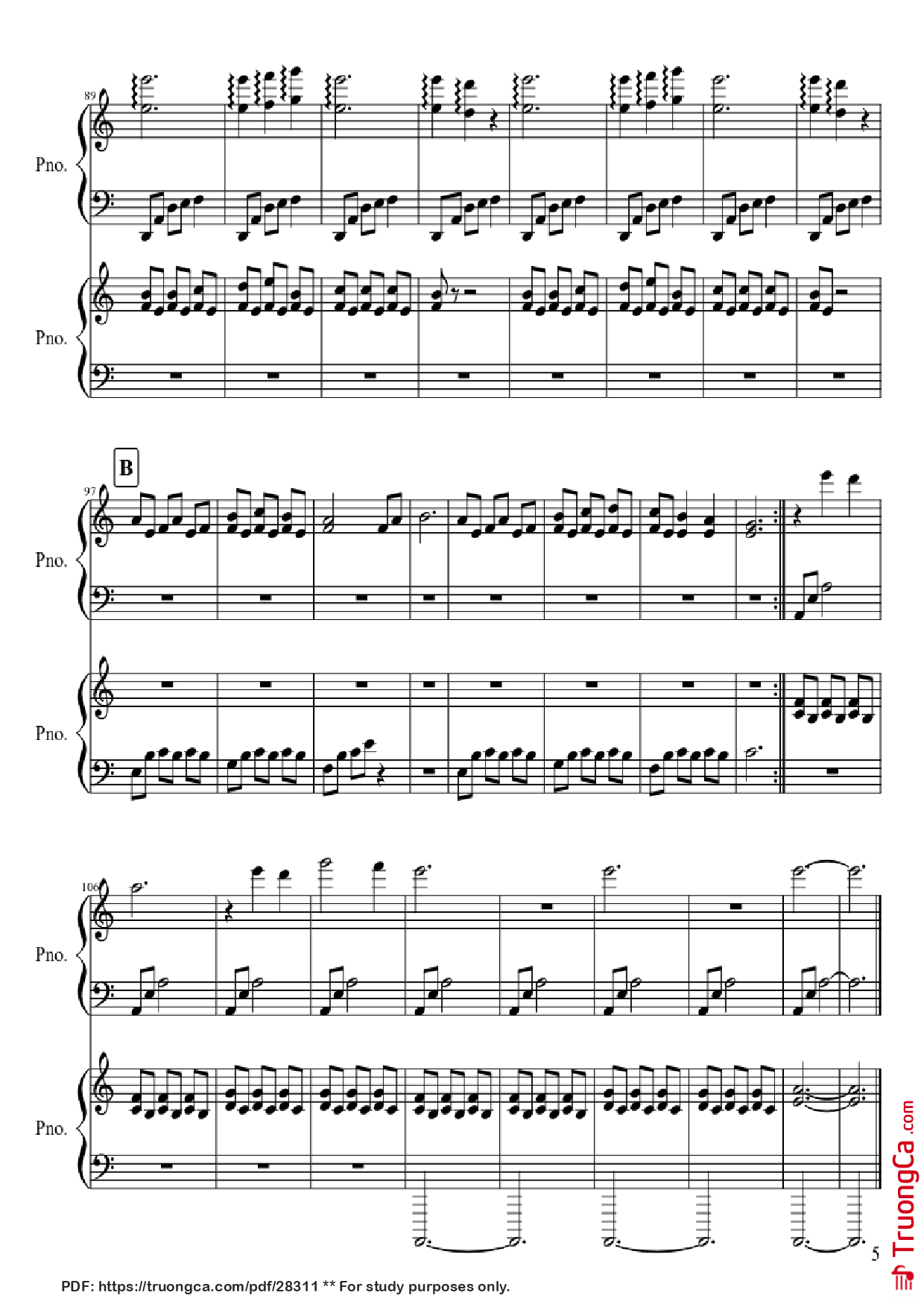 Page 5 of the piano sheet music PDF Piano – Gwyn, Lord of Cinder Piano by Composed by Motoi Sakuraba