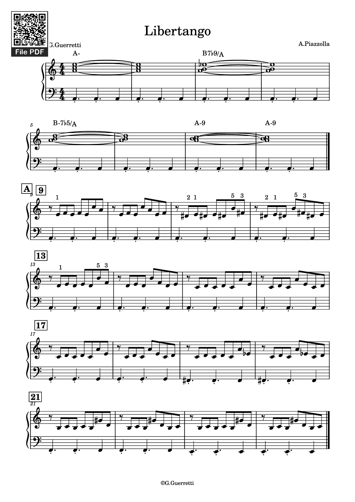 Page 1 of the piano sheet music PDF Piano – Libertango Piano Easy by Astor Piazzolla