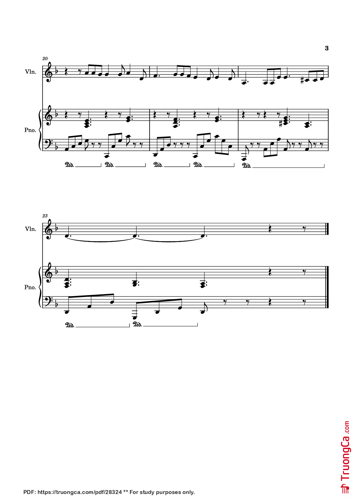 Page 3 of the piano sheet music PDF Piano – Nguyện Cầu Cho Nhau (đệm hát Piano Violin) by Phanxicô