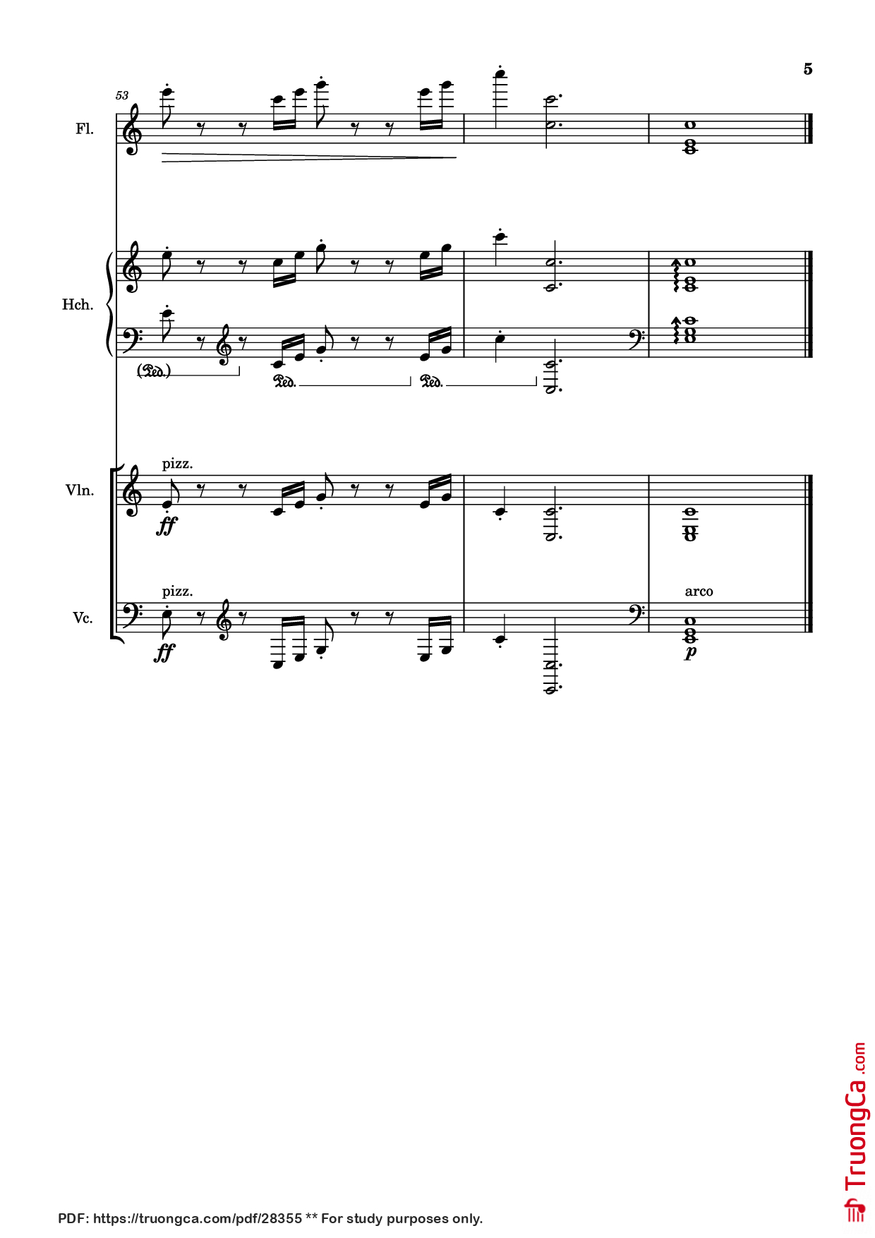 Page 5 of the piano sheet music PDF – March Violin by Mozart