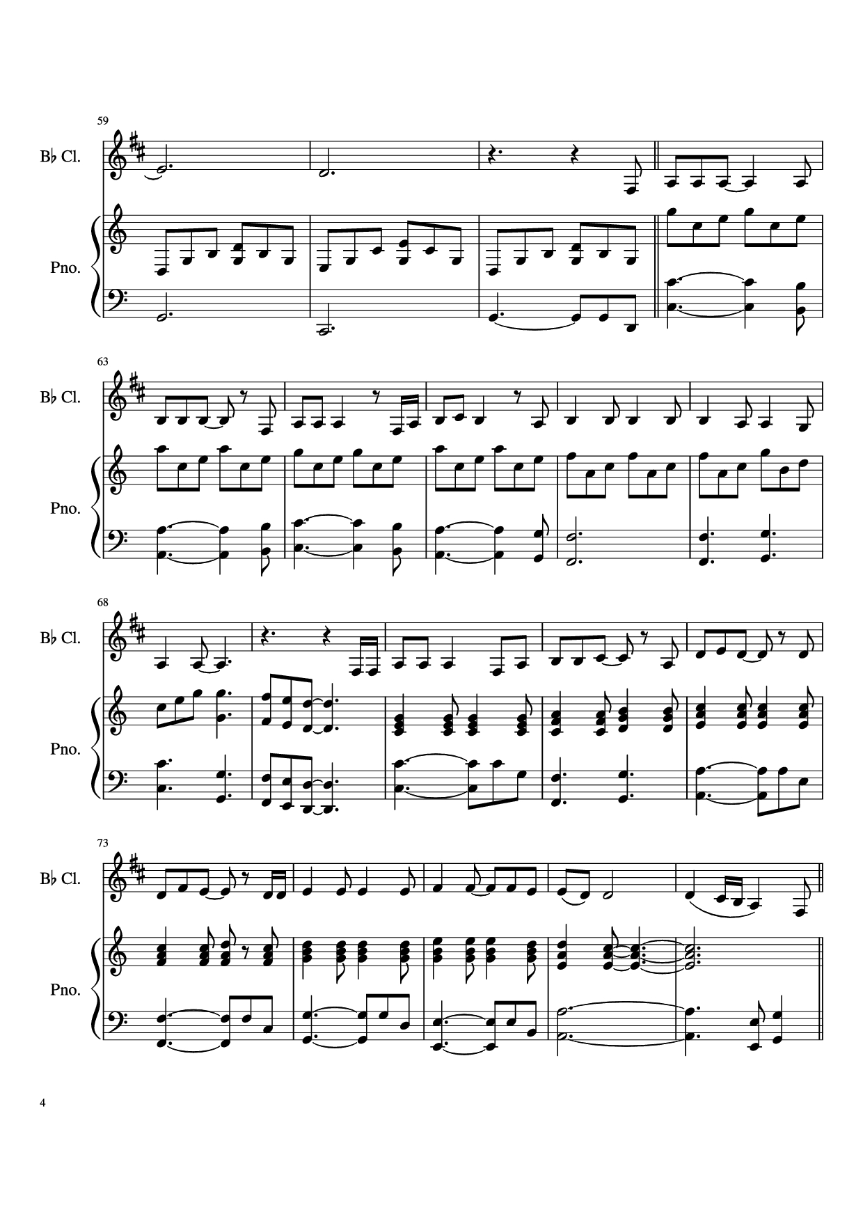 Page 4 of the piano sheet music PDF Piano – Hallelujah Piano by Leonard Cohen