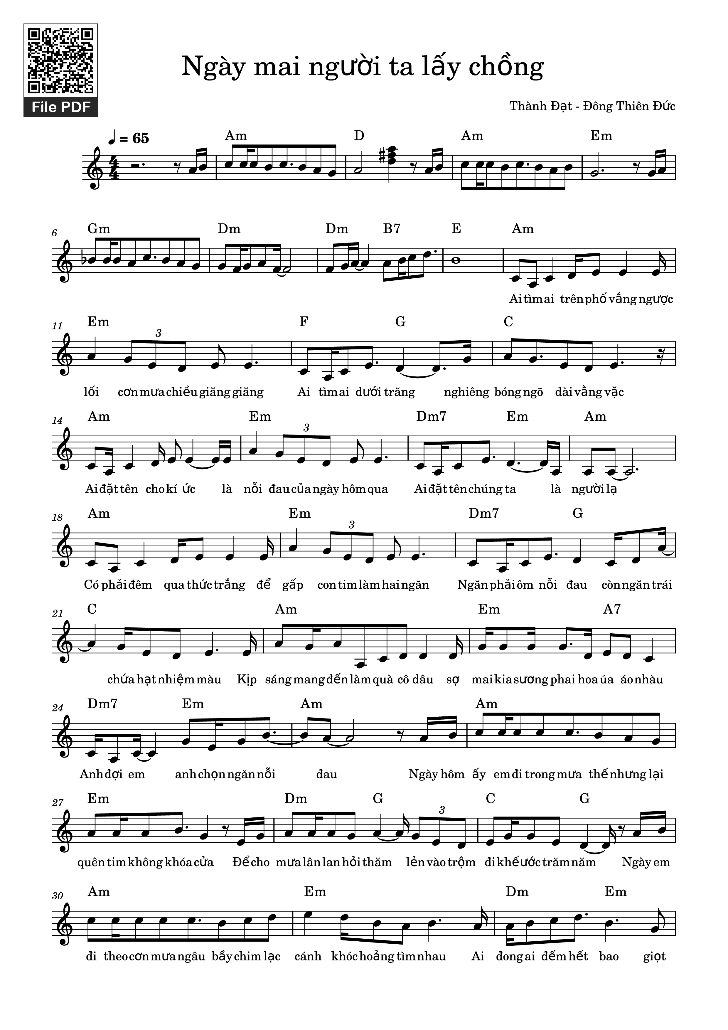 Page 1 of the piano sheet music PDF – Ngày mai người ta lấy chồng by Thành Đạt
