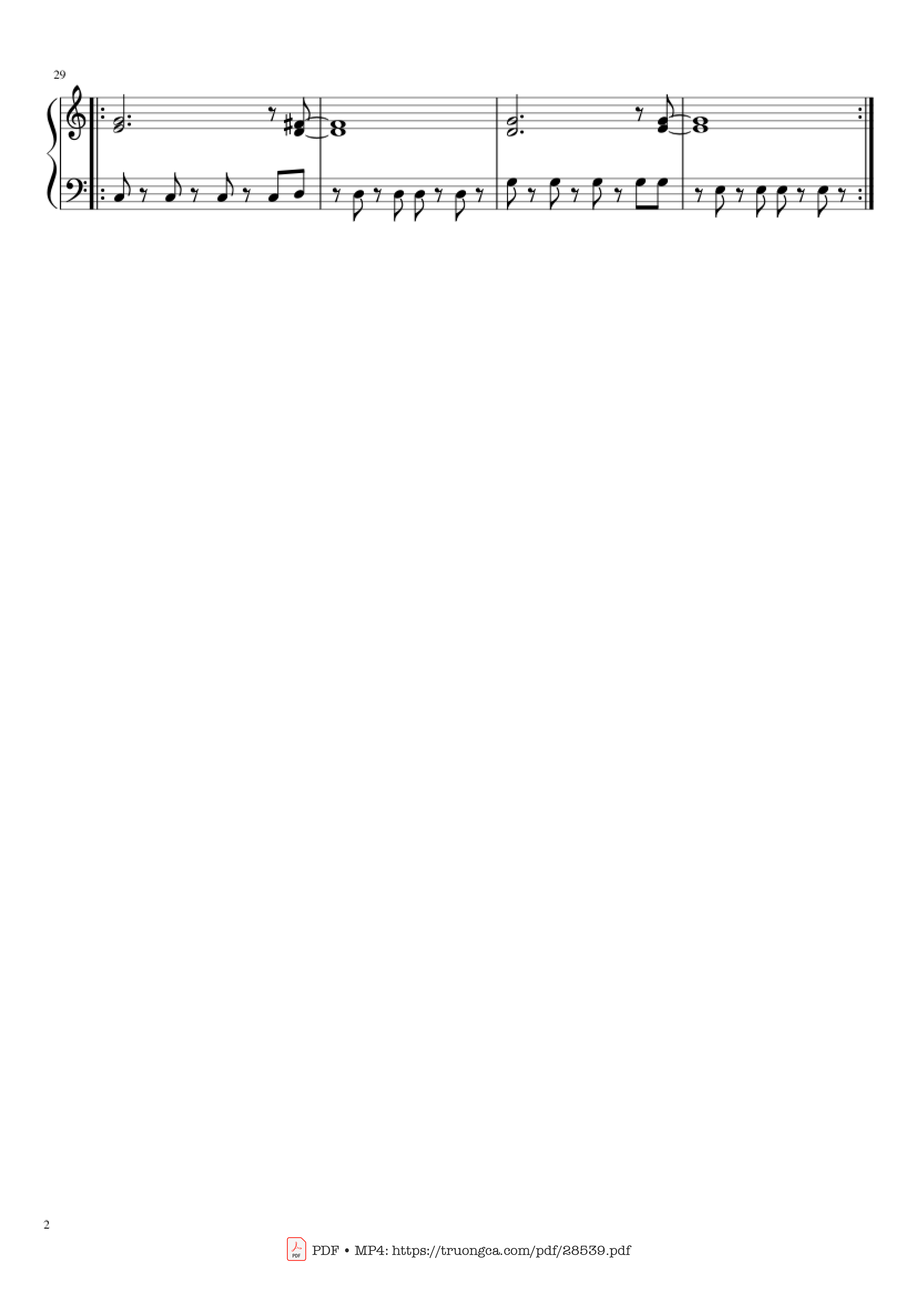 Page 2 of the piano sheet music PDF Piano – Viva La Vida Piano EASY by Coldplay