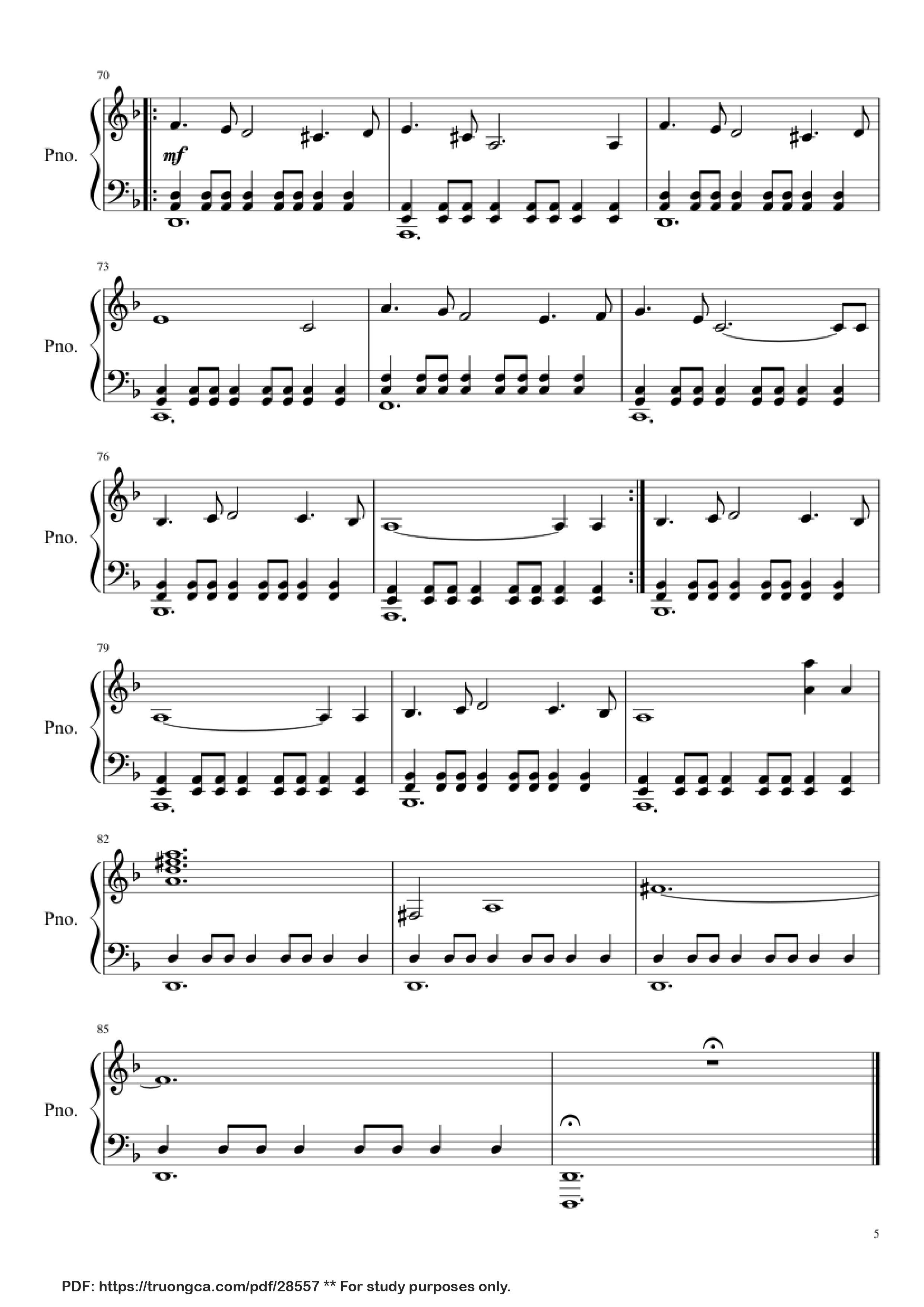 Page 5 of the piano sheet music PDF Piano – Conquest of Paradise Piano by Vangelis