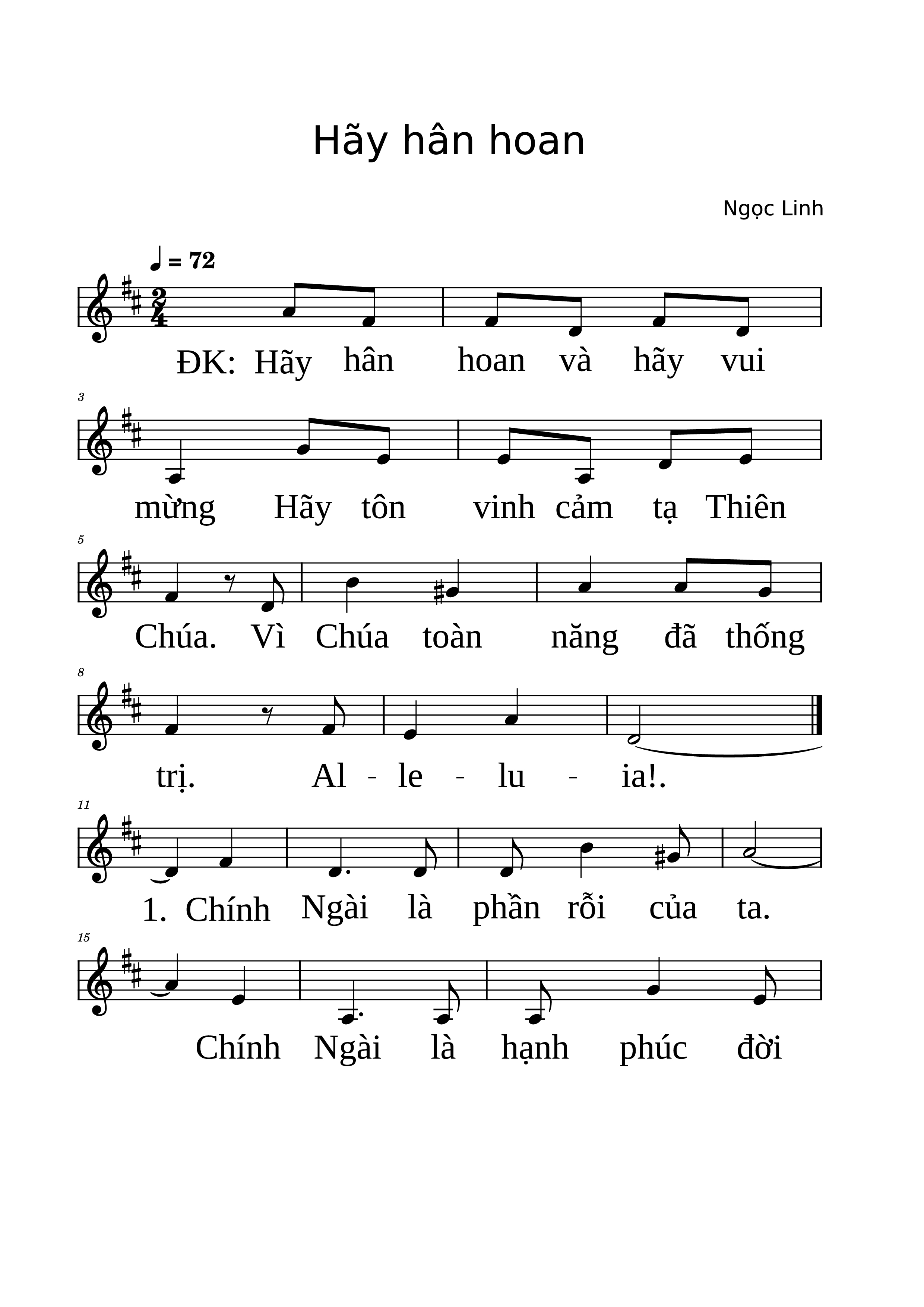 Page 1 of the piano sheet music PDF – Hãy hân hoan by Ngọc Linh