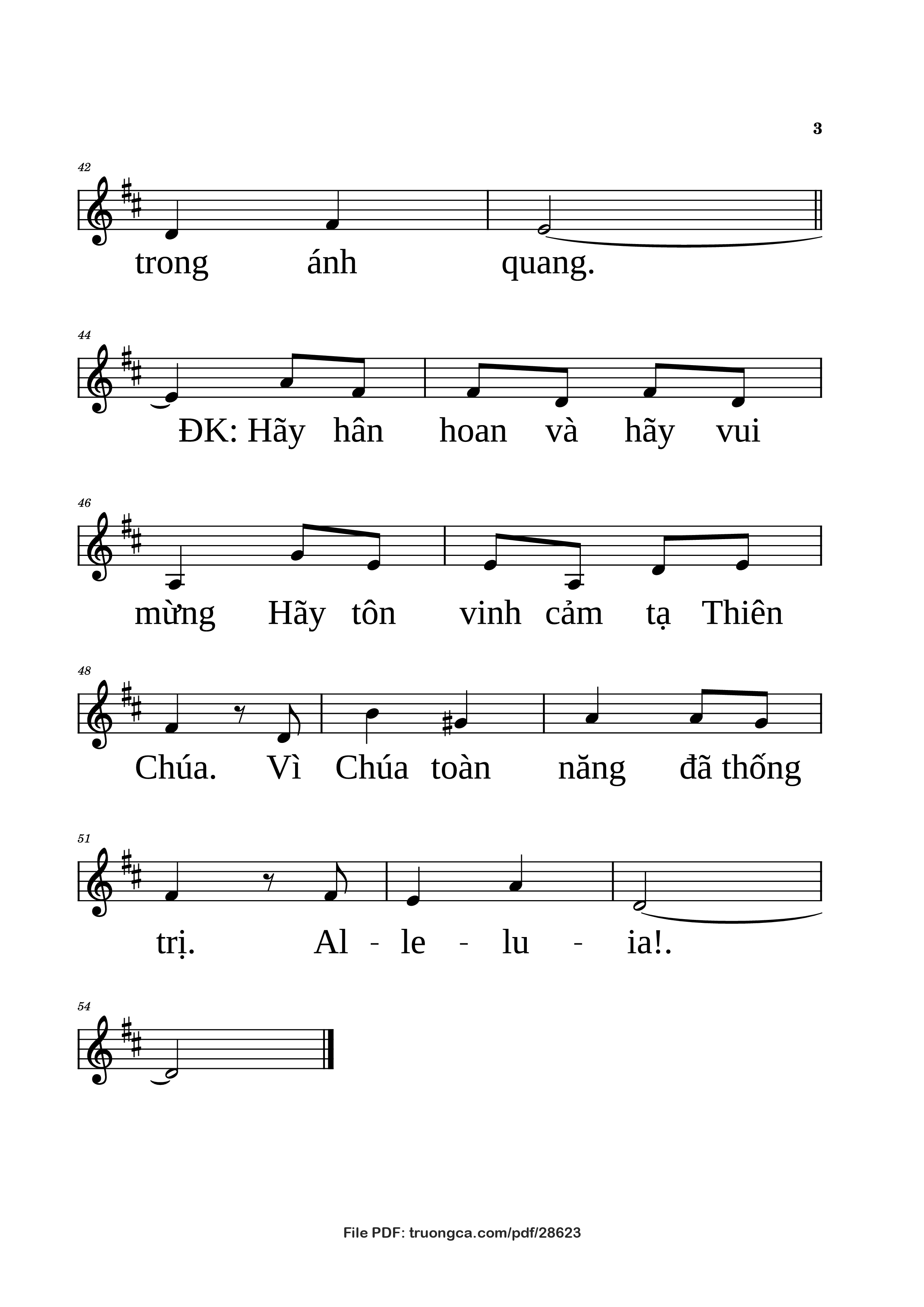 Page 3 of the piano sheet music PDF – Hãy hân hoan by Ngọc Linh