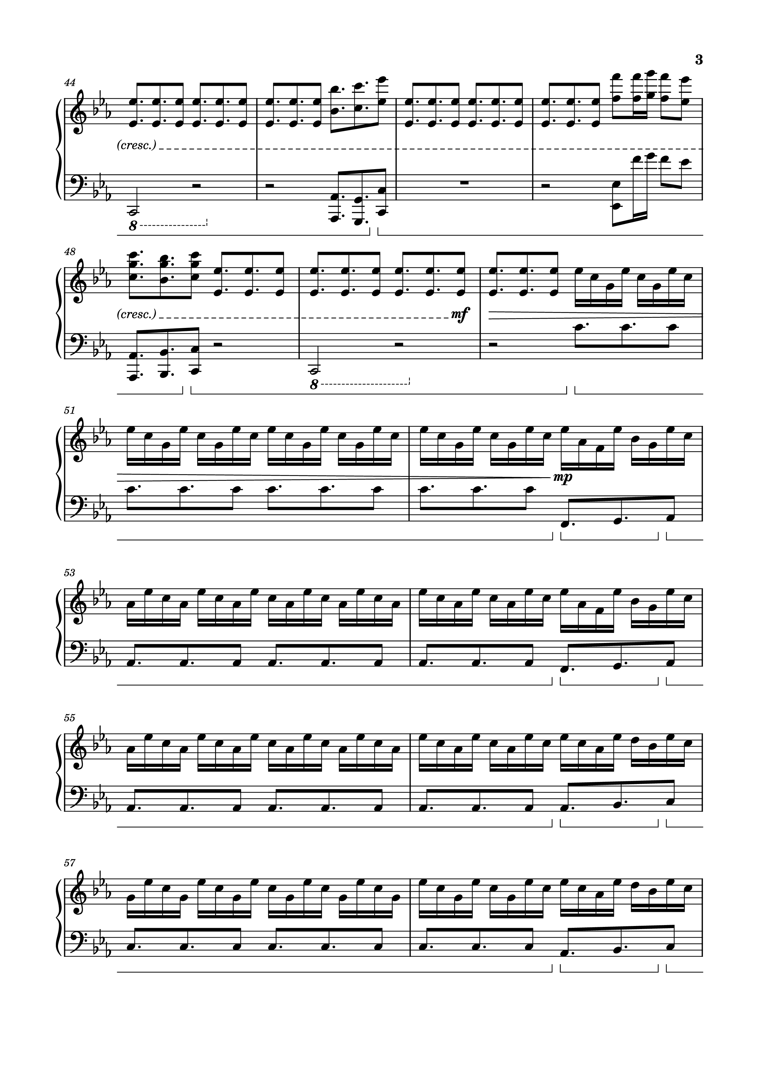 Page 3 of the piano sheet music PDF Piano – EUPHORIA Piano by Tony Ann