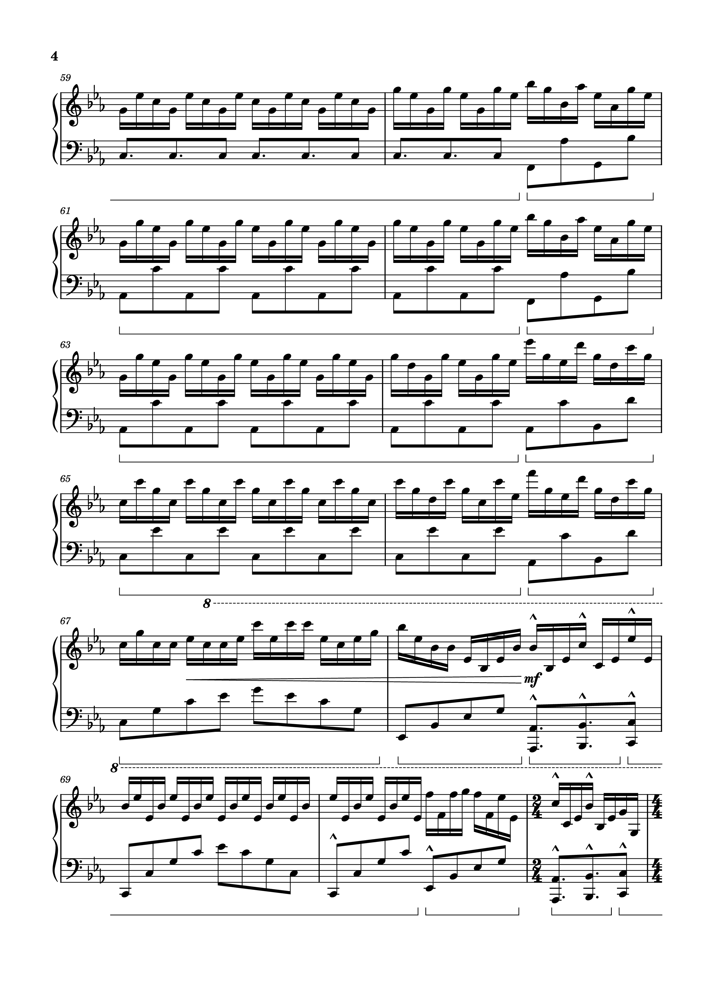 Page 4 of the piano sheet music PDF Piano – EUPHORIA Piano by Tony Ann