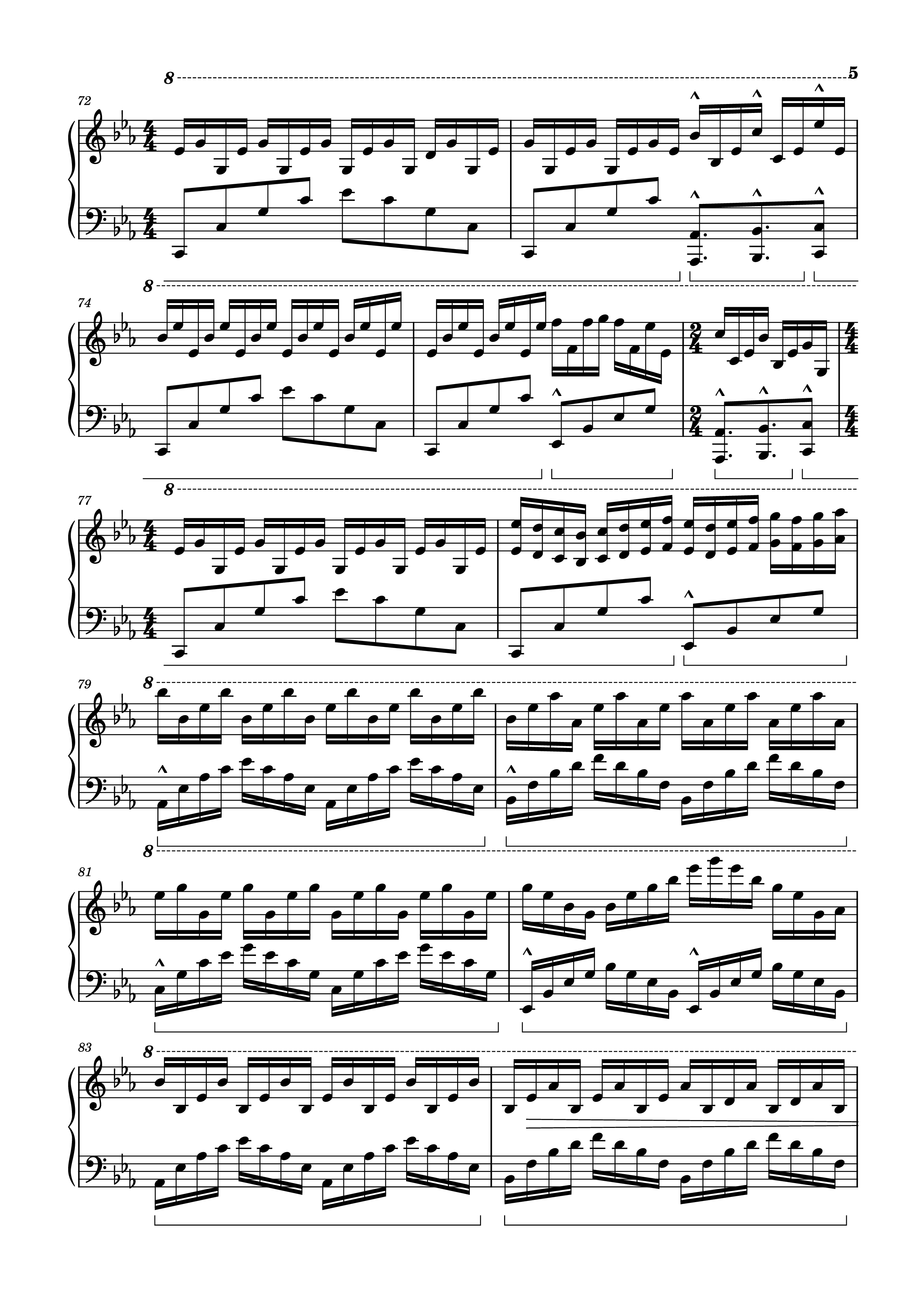 Page 5 of the piano sheet music PDF Piano – EUPHORIA Piano by Tony Ann