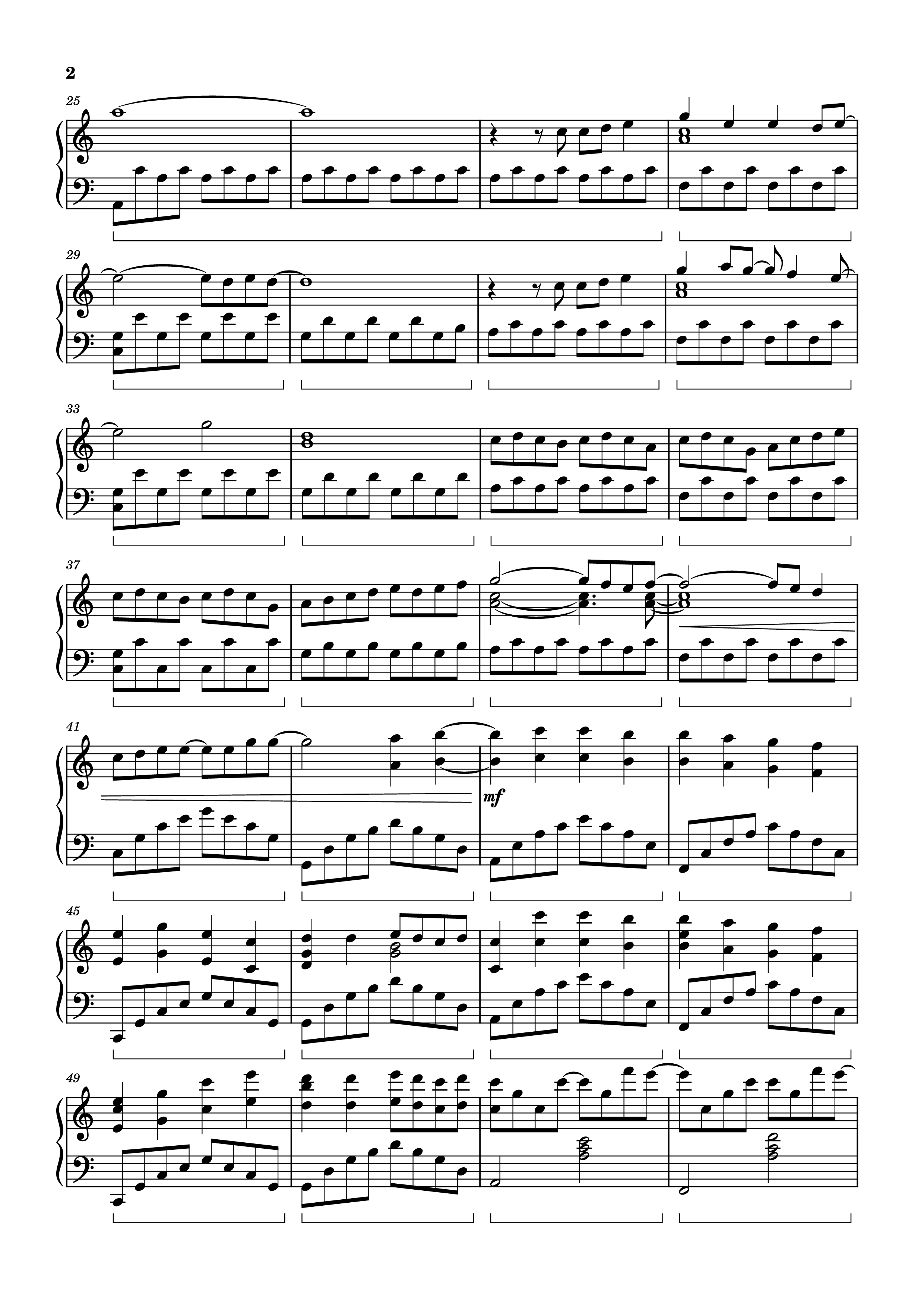 Page 2 of the piano sheet music PDF Piano – FOUR LETTERS Piano by Arr.: Dave