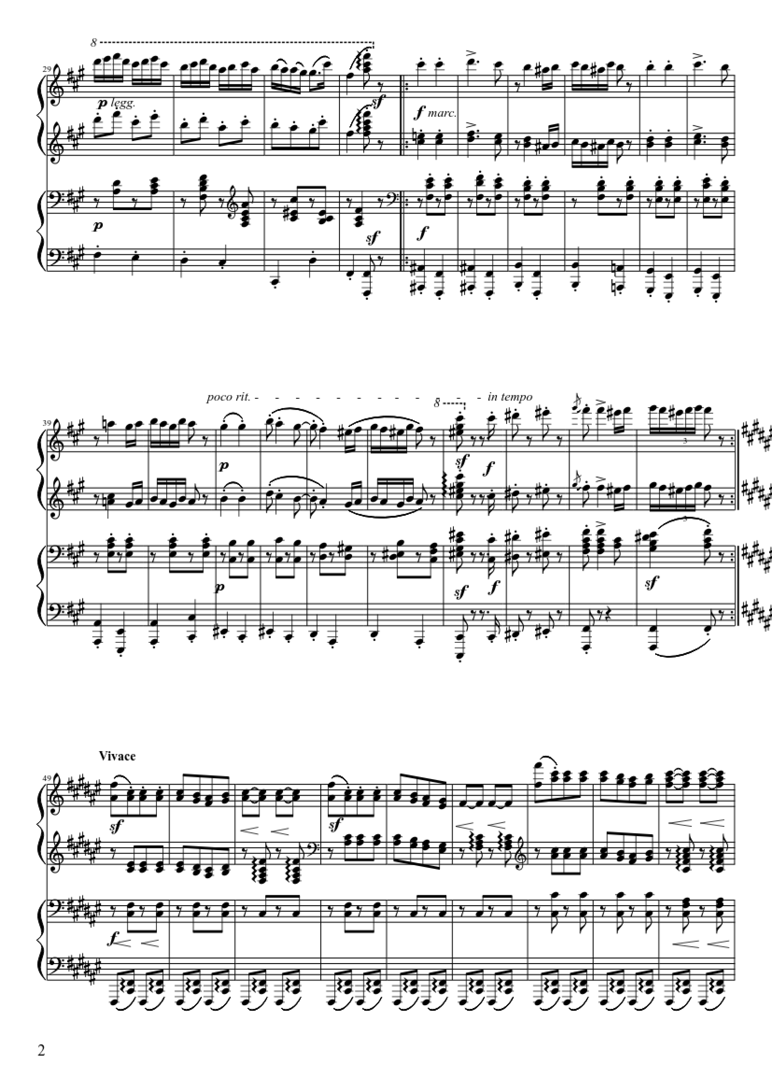 Page 2 of the piano sheet music PDF Piano – Hungarian Dance No. 5 (4 hands Piano) by Johannes Brahms