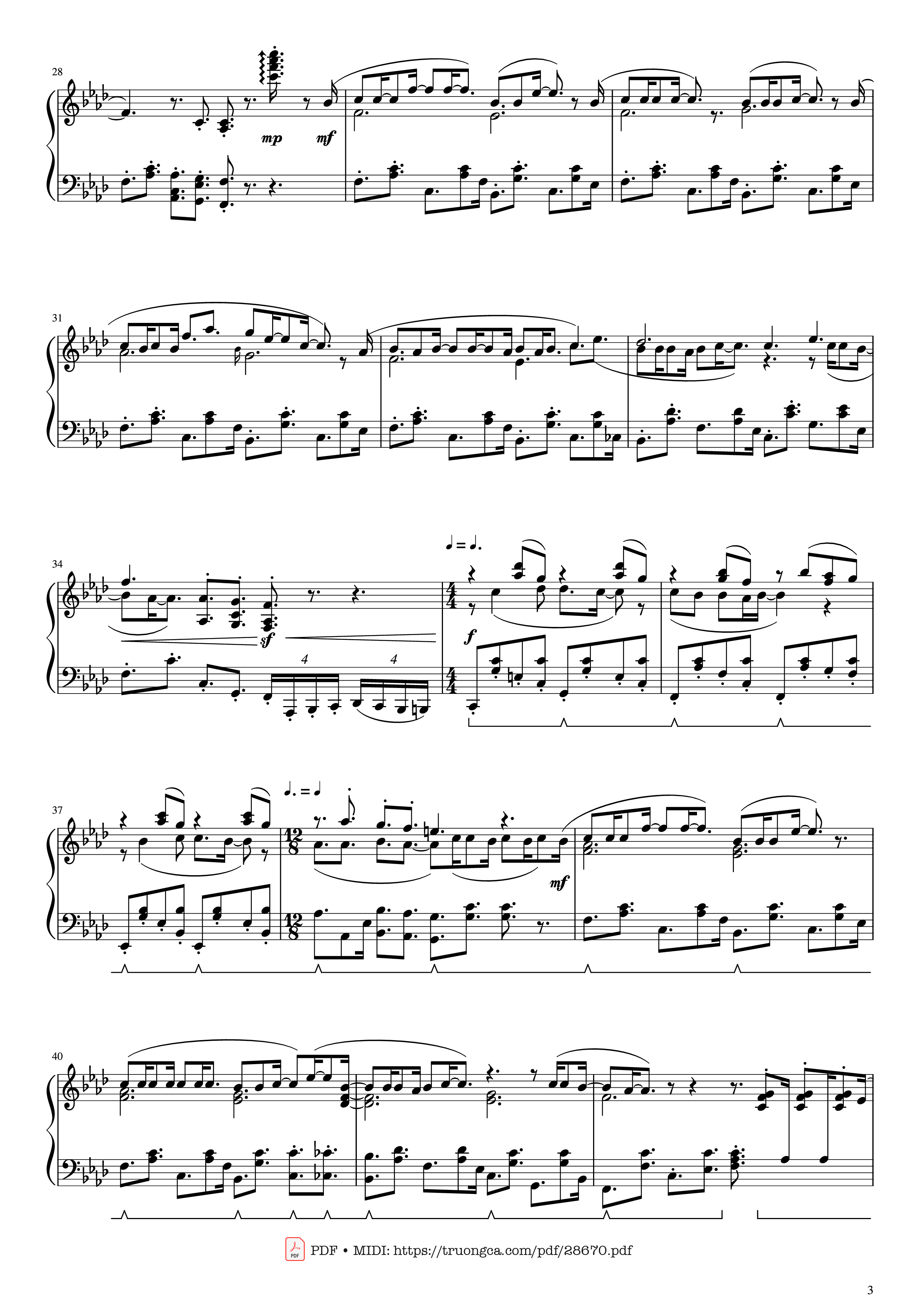 Page 3 of the piano sheet music PDF Piano – Lemon tree Piano by PETER FREUDENTHALER