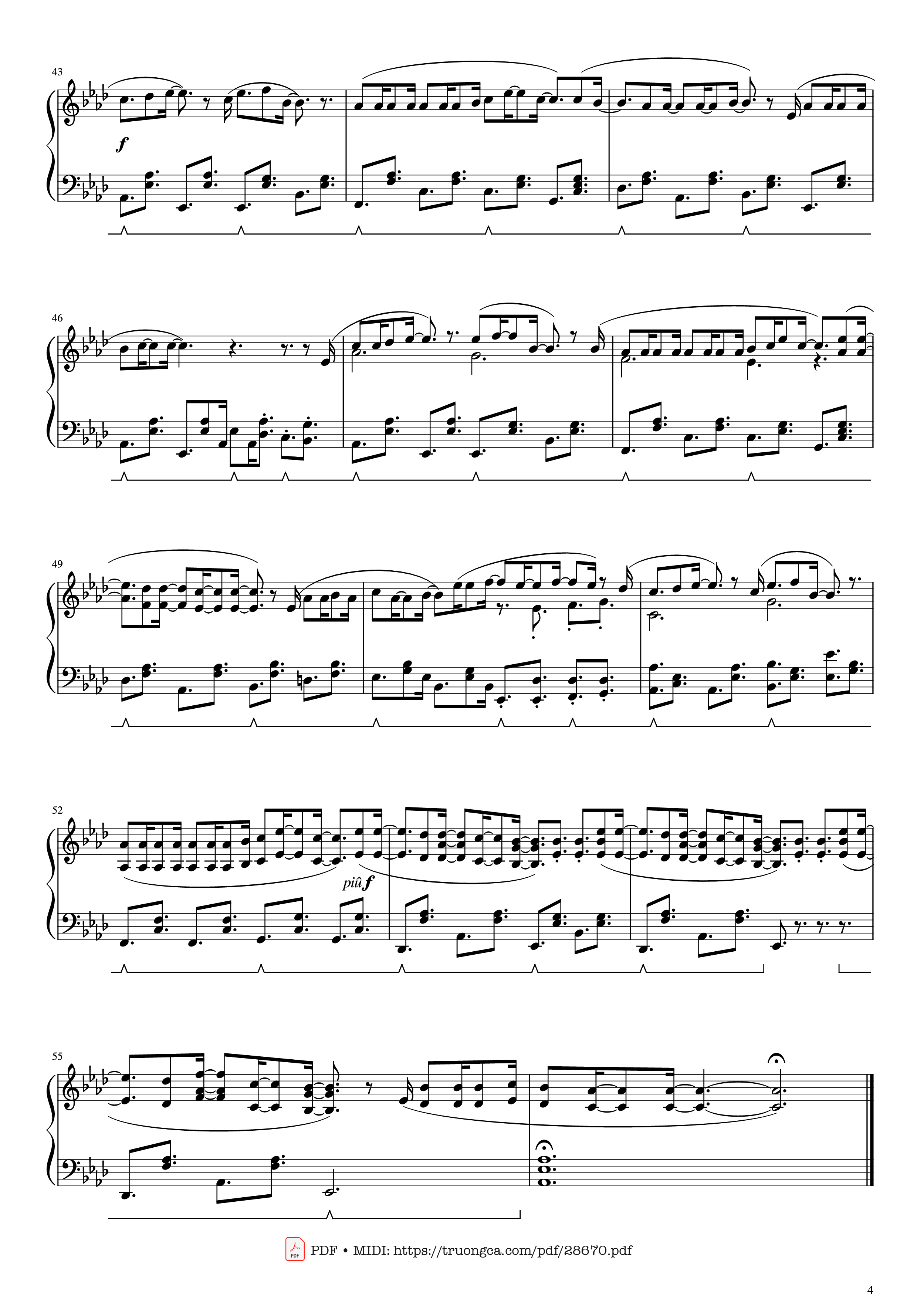 Page 4 of the piano sheet music PDF Piano – Lemon tree Piano by PETER FREUDENTHALER