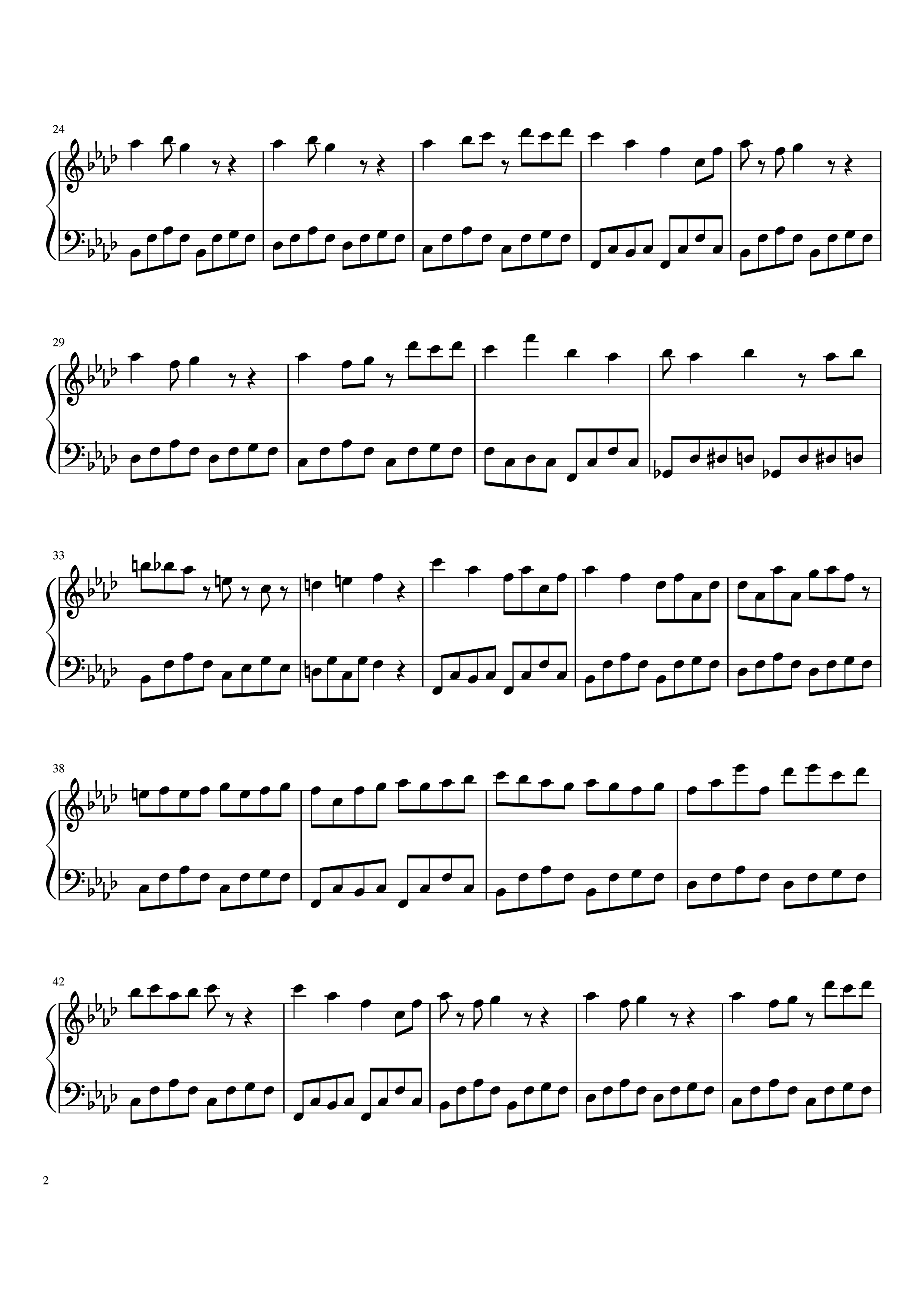 Page 2 of the piano sheet music PDF Piano – Spider Dance Piano by Toby Fox
