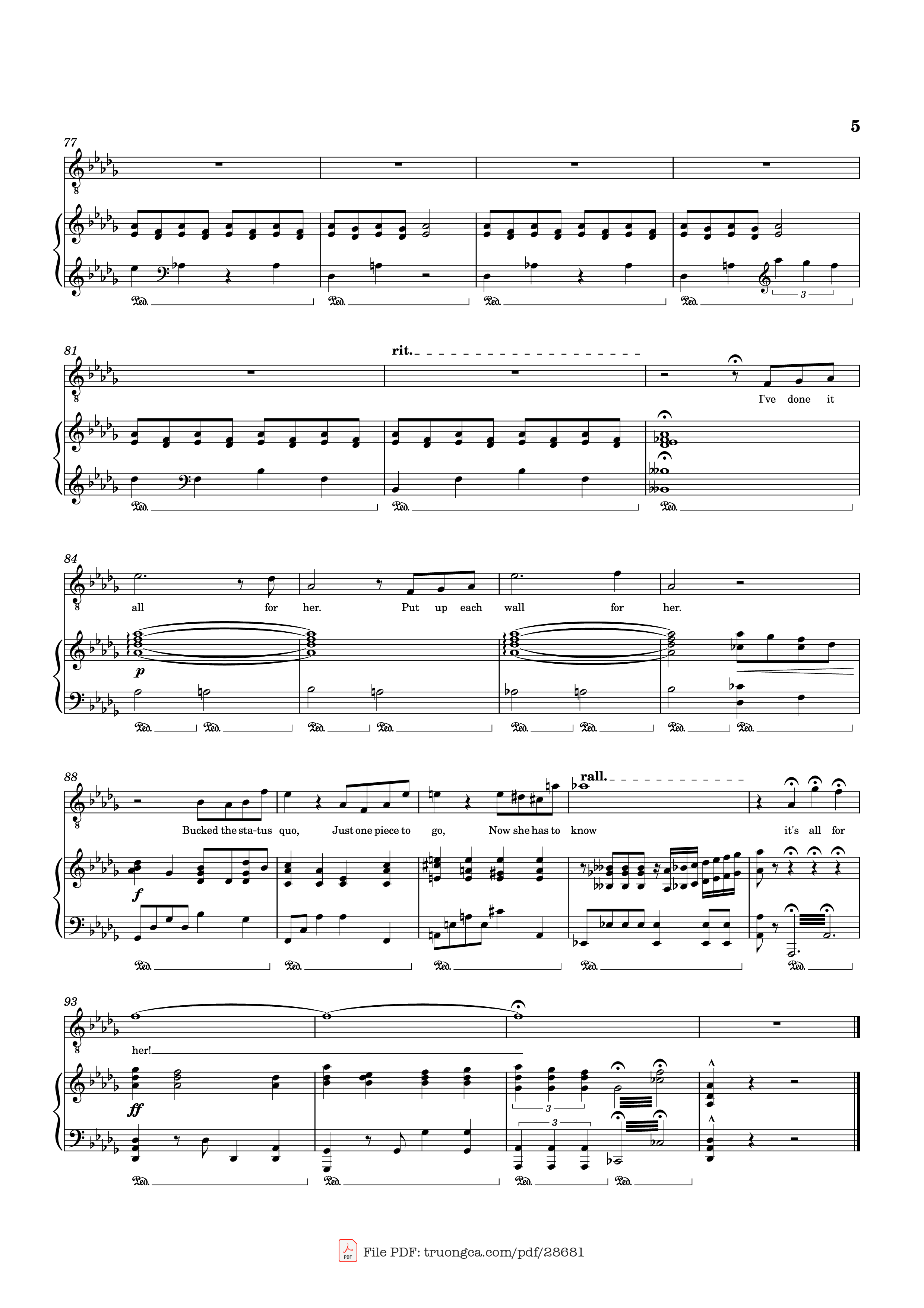 Page 5 of the piano sheet music PDF Piano – For Her Piano by Music and Lyrics by