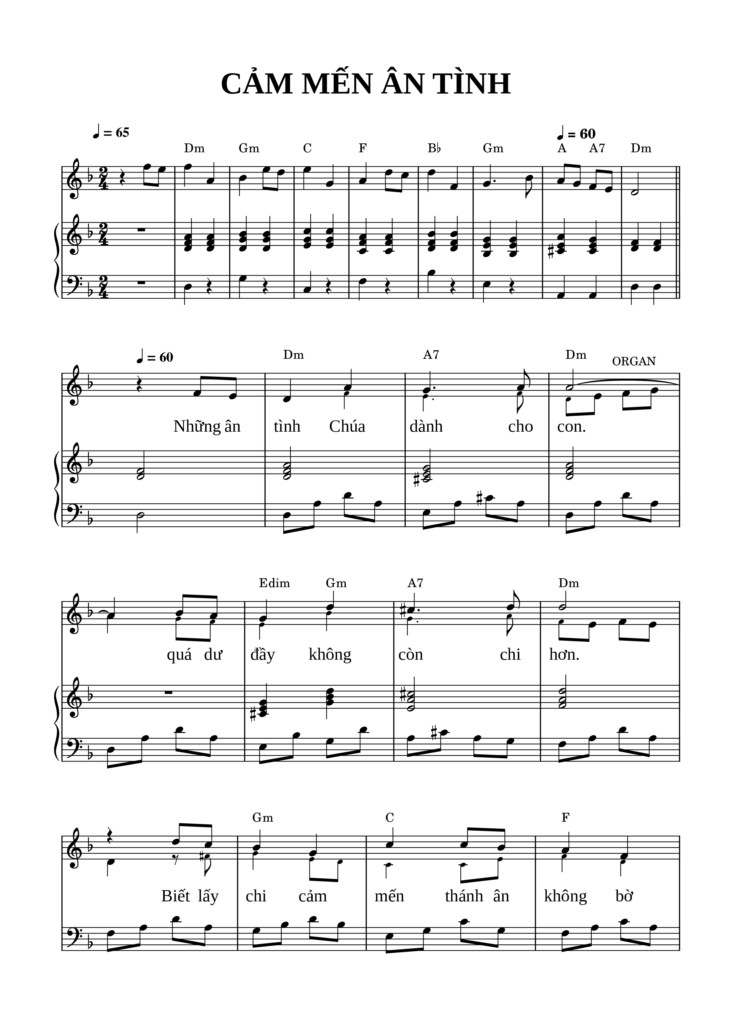 Page 1 of the piano sheet music PDF Piano – Cảm mến ân tình (Đệm hát Piano) by Phùng Minh Mẫn
