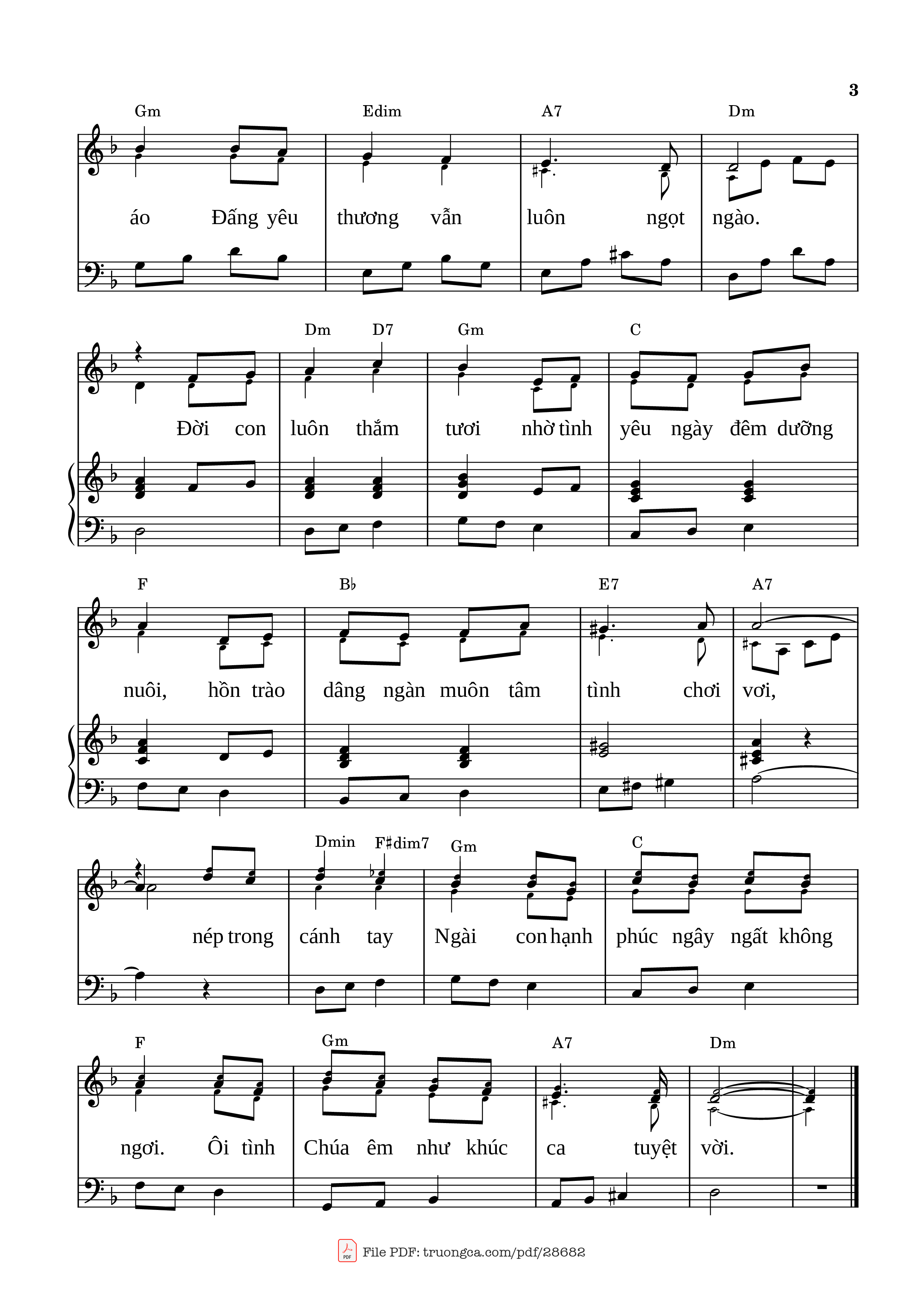Page 3 of the piano sheet music PDF Piano – Cảm mến ân tình (Đệm hát Piano) by Phùng Minh Mẫn