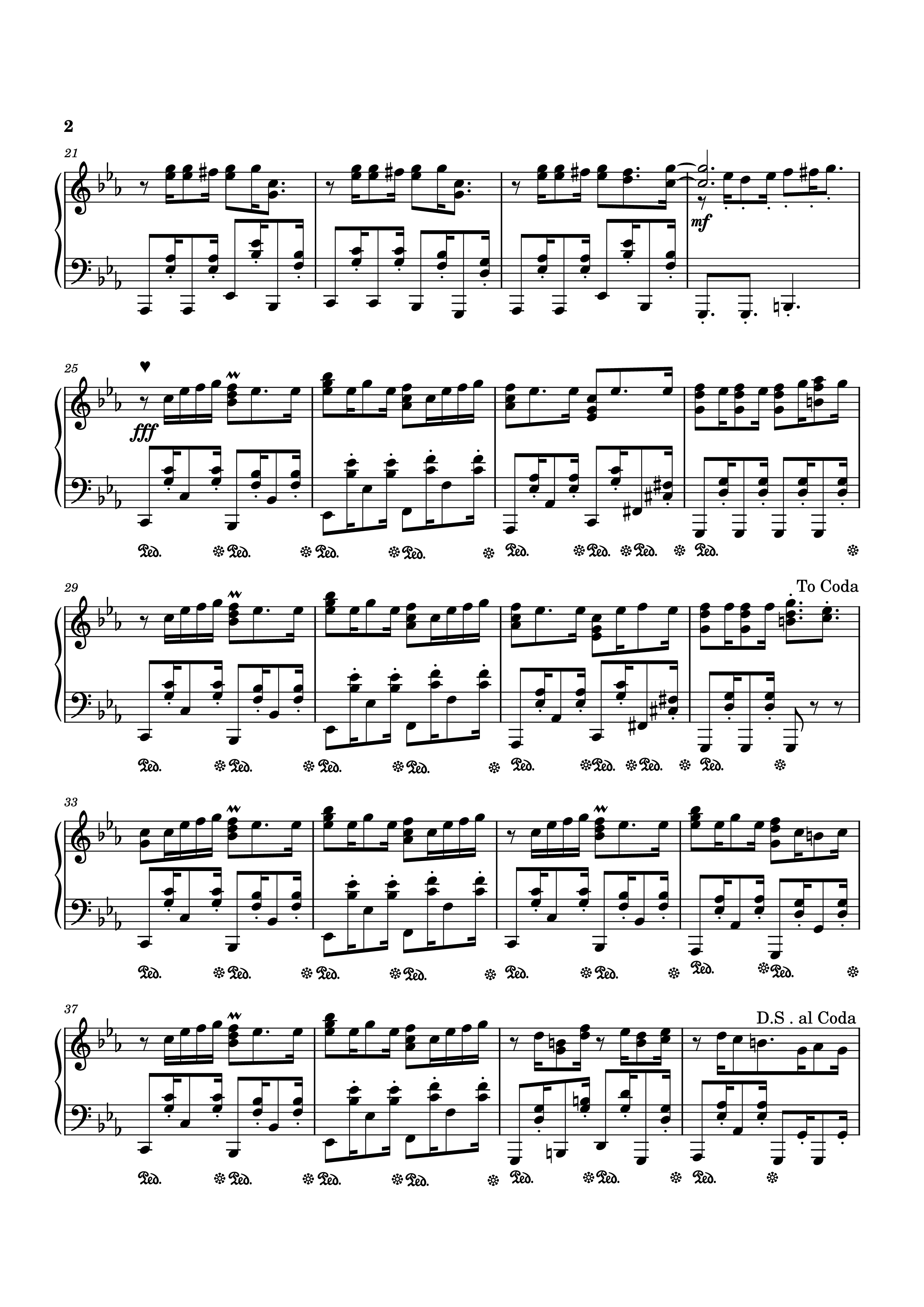 Page 2 of the piano sheet music PDF Piano – Never Be Alone Piano by Shadrow