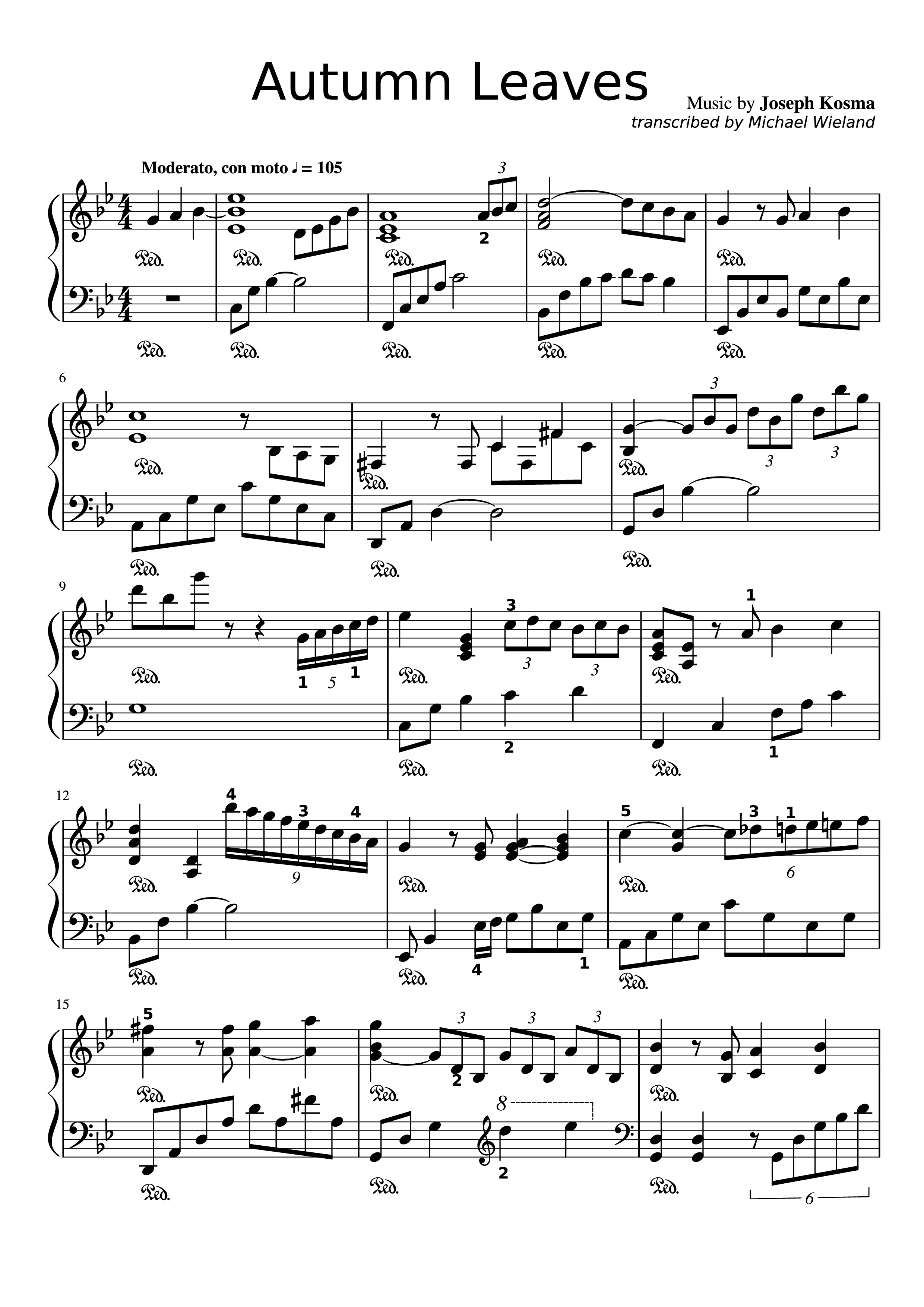 Page 1 of the piano sheet music PDF Piano – Autumn Leaves Piano by Joseph Kosma