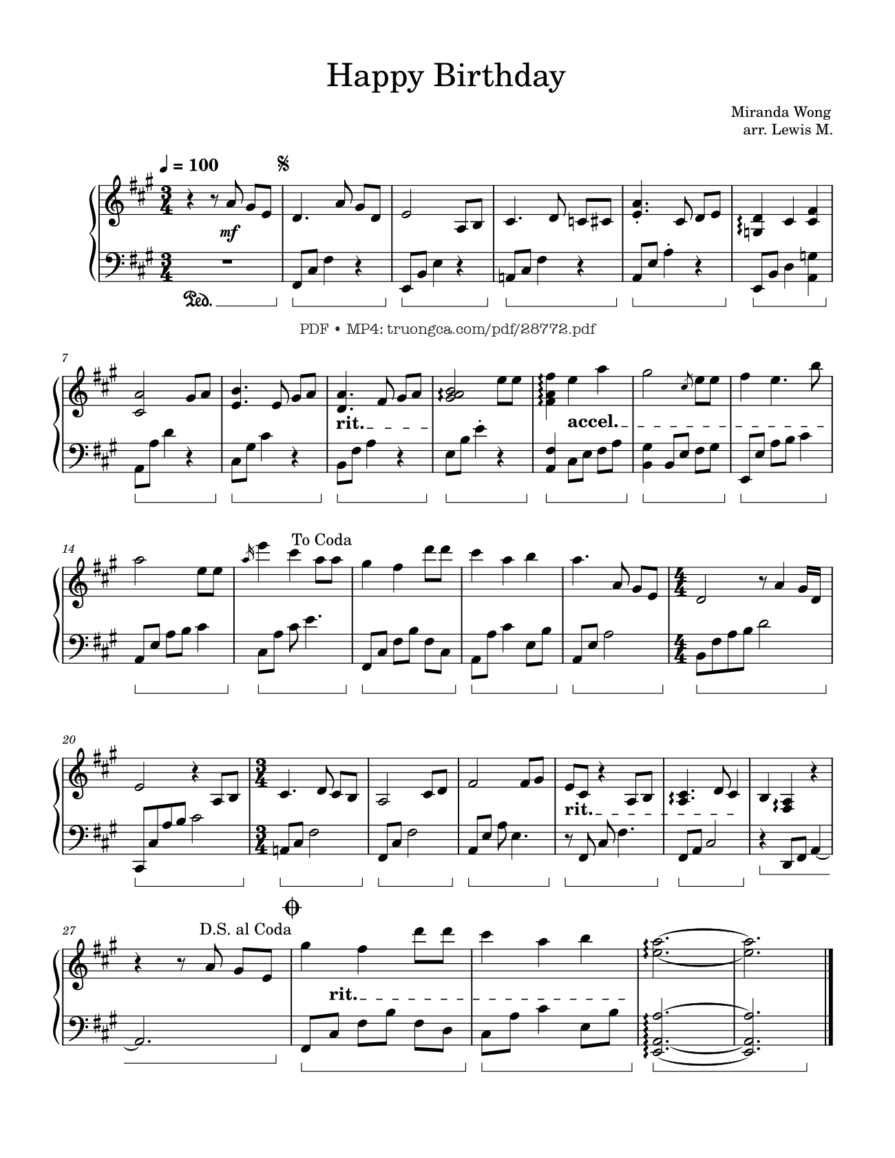 Page 1 of the piano sheet music PDF Piano – Happy Birthday Piano by Miranda Wong