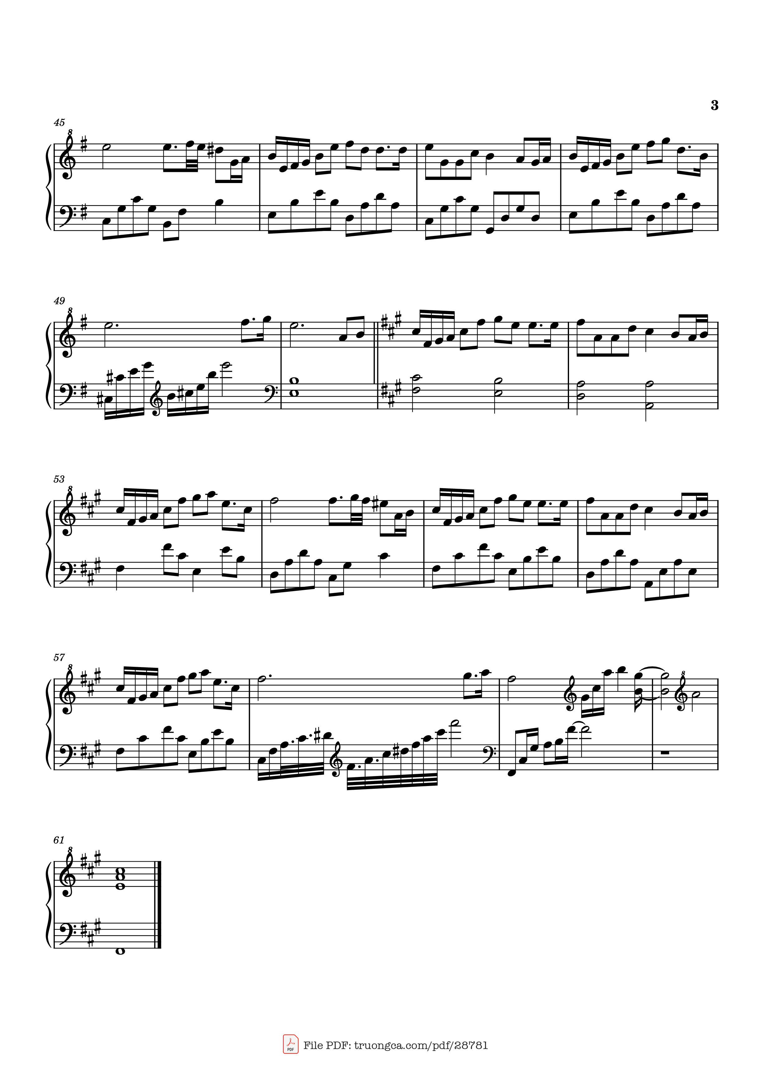 Page 3 of the piano sheet music PDF Piano – 烽月 (Phong Nguyệt) by 刘宇宁