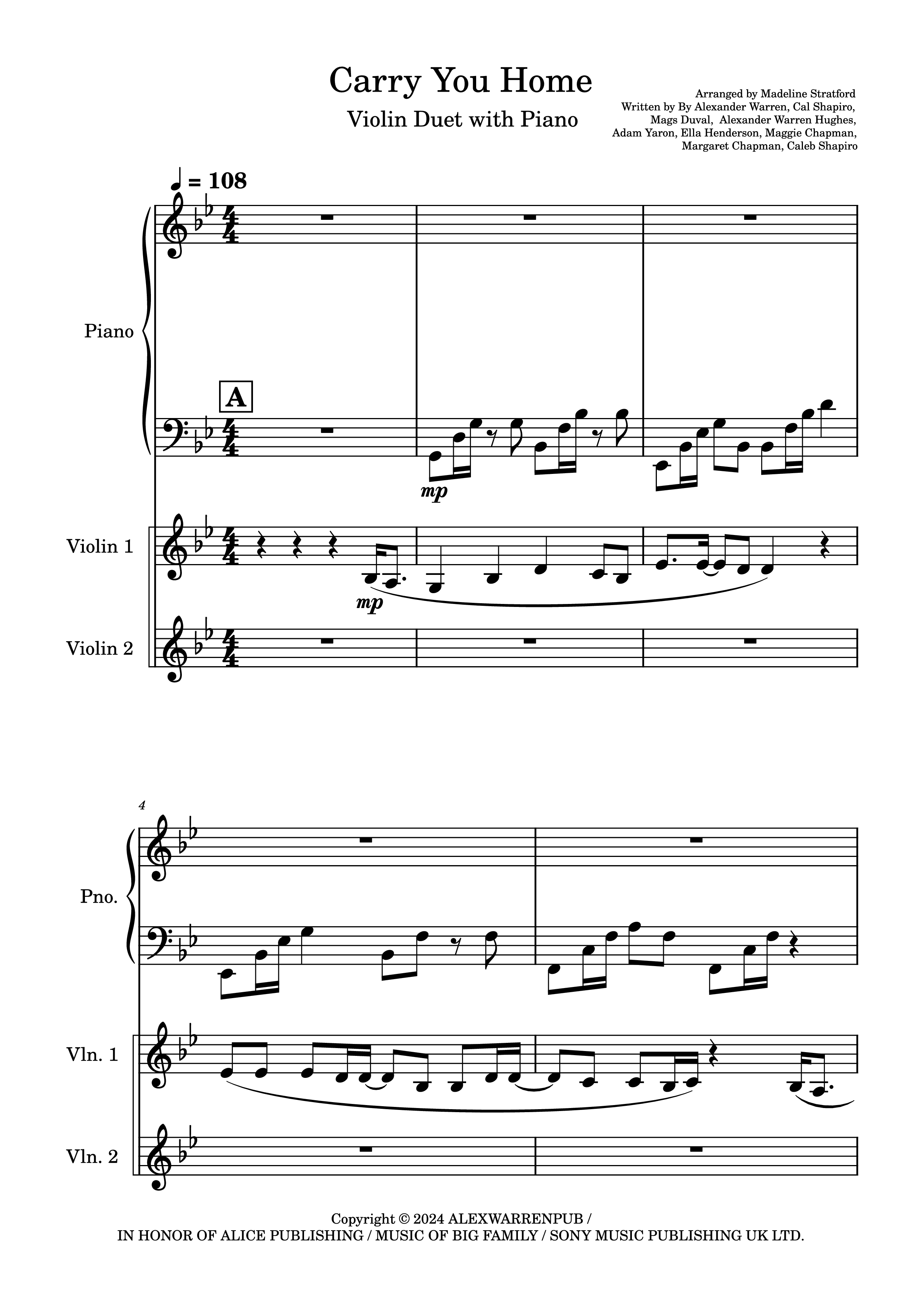 Page 1 of the piano sheet music PDF Piano – Carry You Home Piano by Arranged by Madeline Stratford