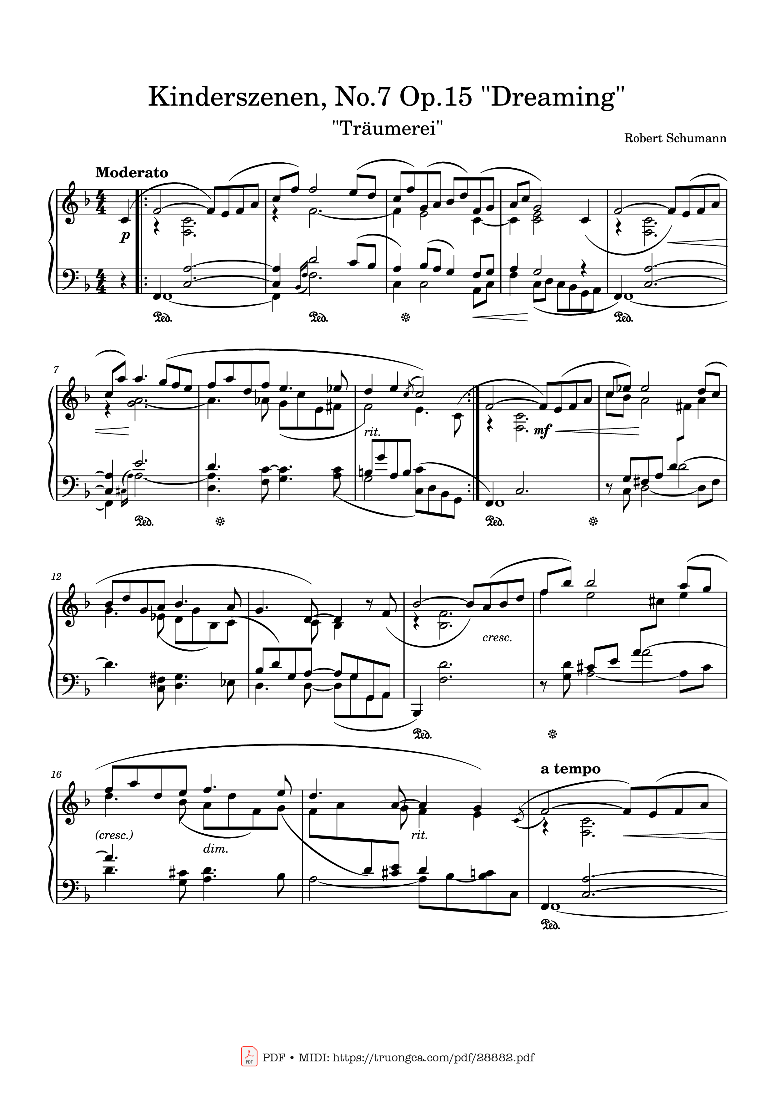 Page 1 of the piano sheet music PDF Piano – Traumerei Kinderszenen Piano by Robert Schumann