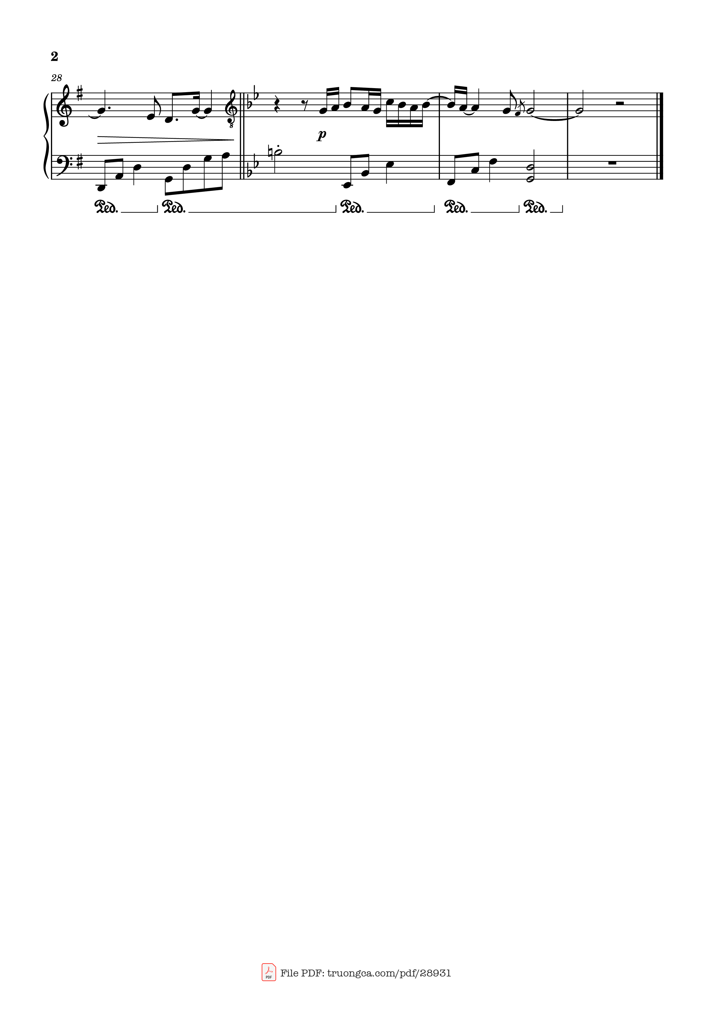 Page 2 of the piano sheet music PDF Piano – Phép màu Piano Melody by Đàn cá gỗ OST