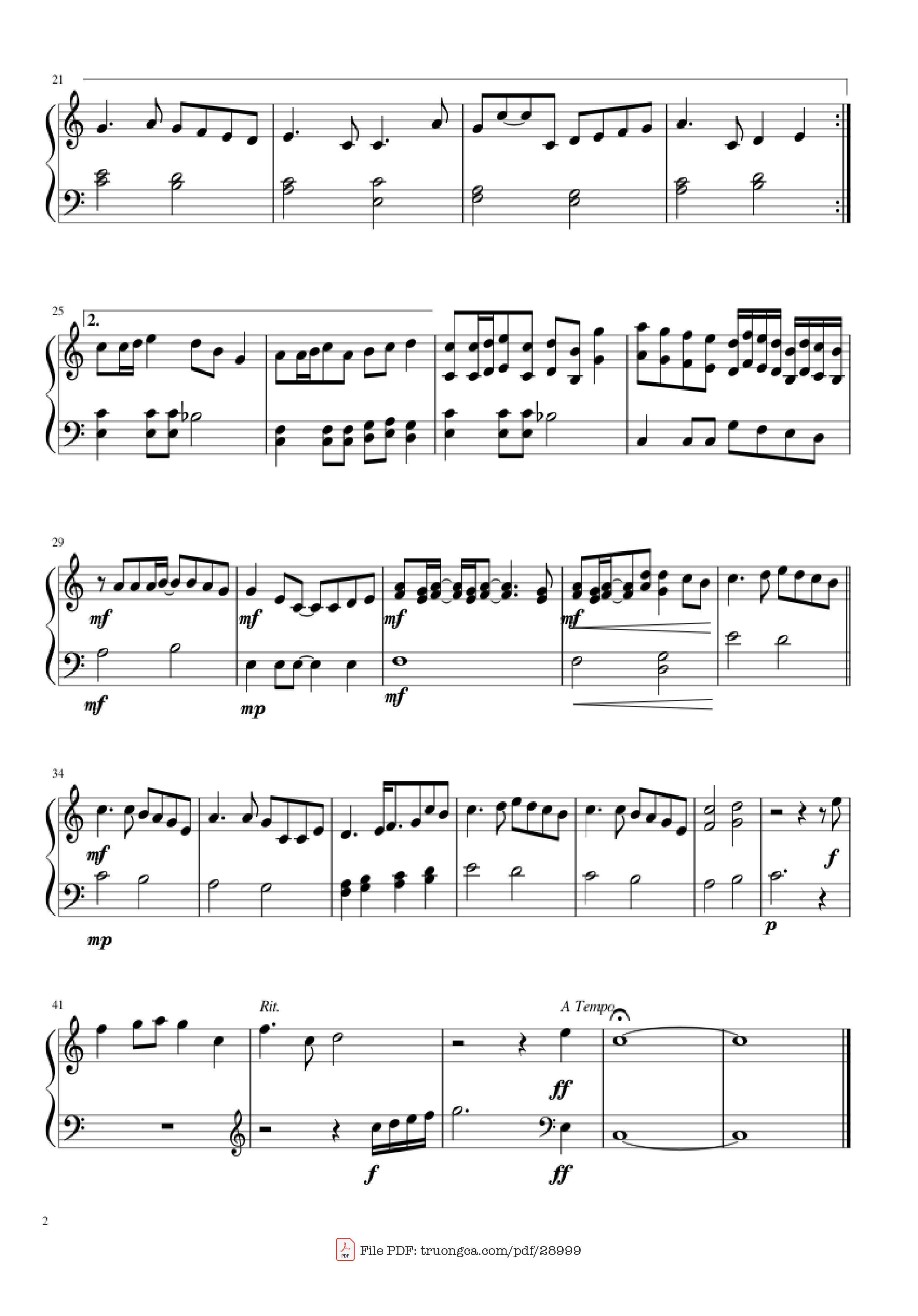 Page 2 of the piano sheet music PDF Piano – Proud of You (Piano) by Fiona Fung