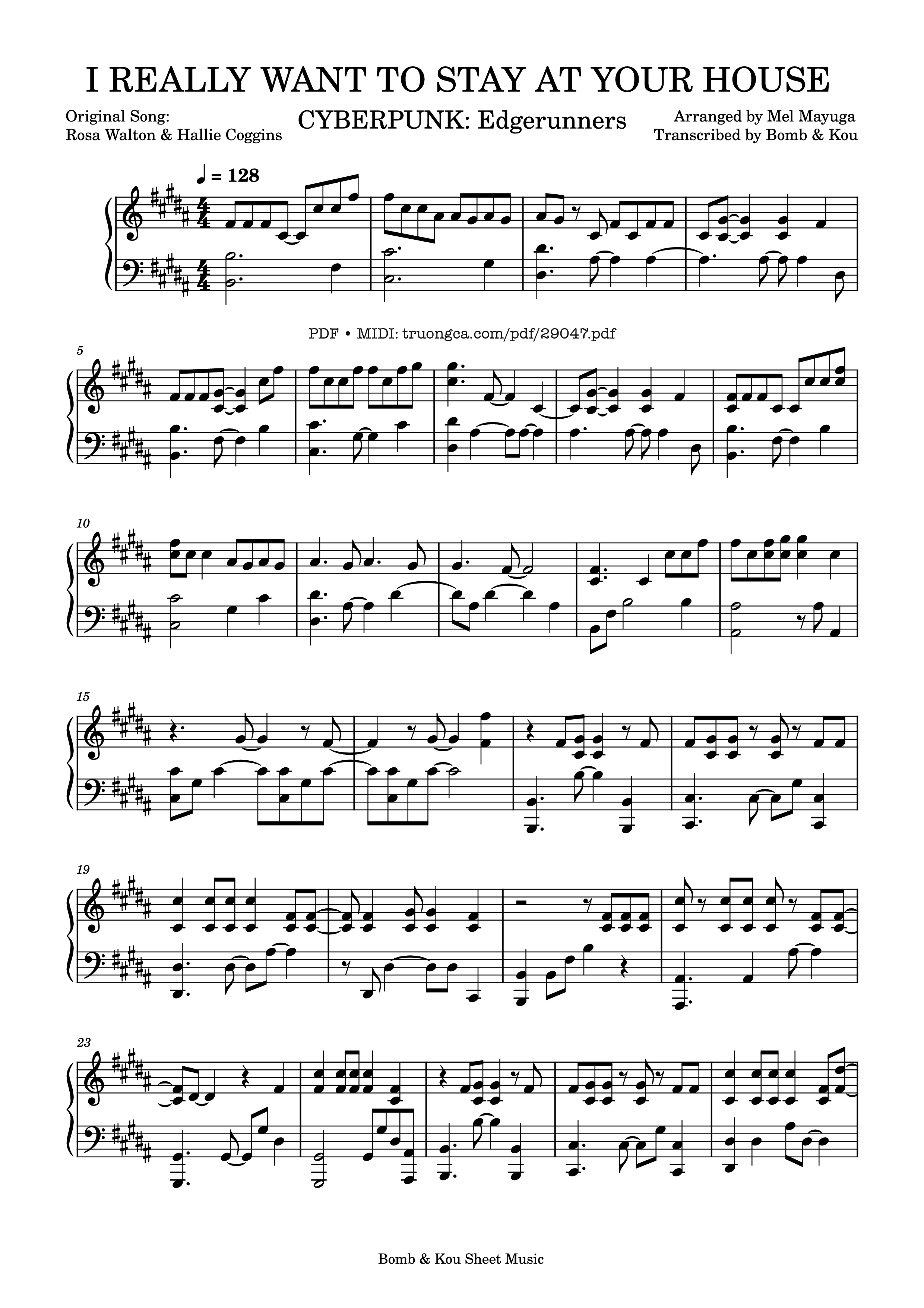 Page 1 of the piano sheet music PDF Piano – I Really Want to Stay At Your House Piano by Rosa Walton