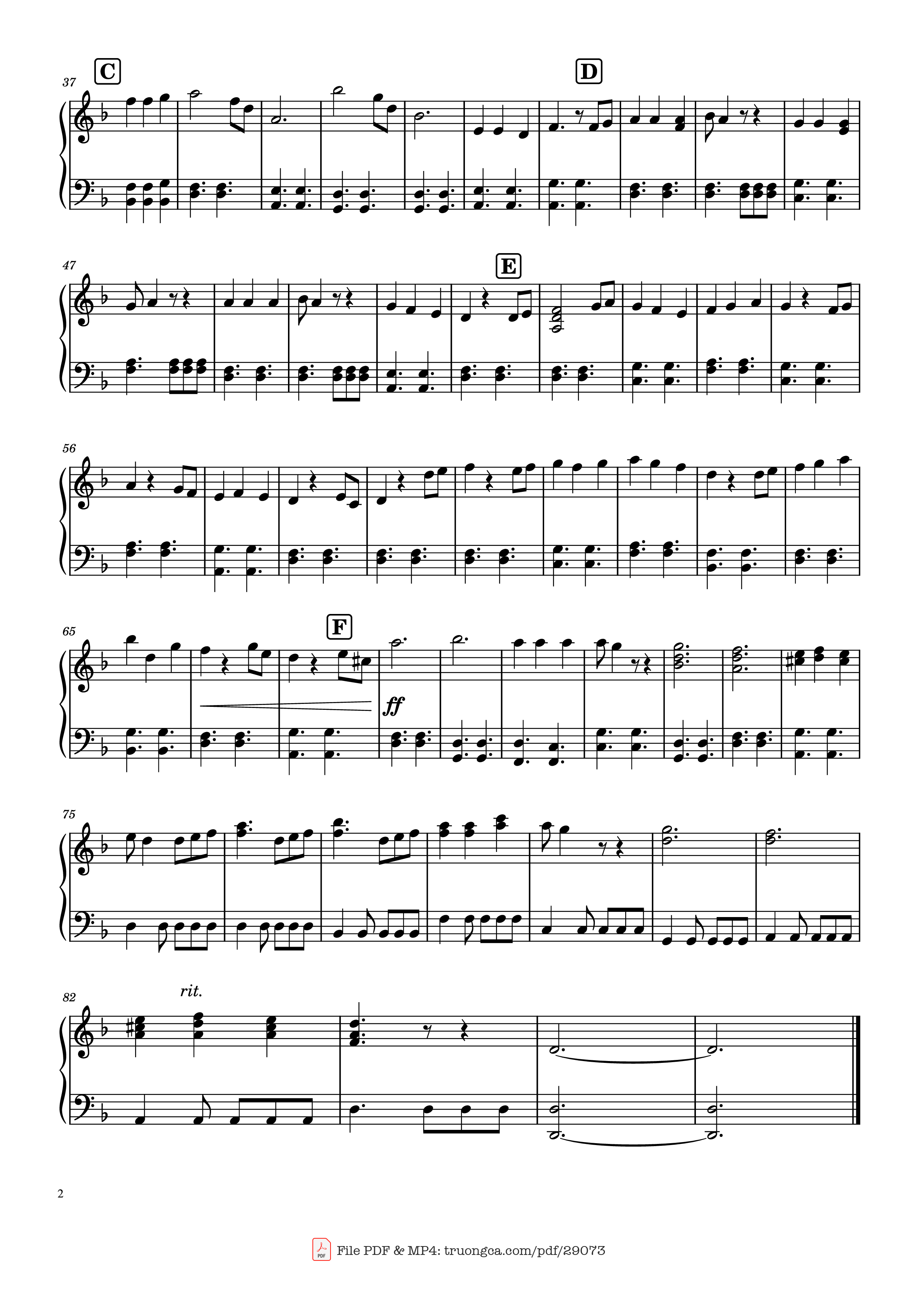 Page 2 of the piano sheet music PDF Piano – He