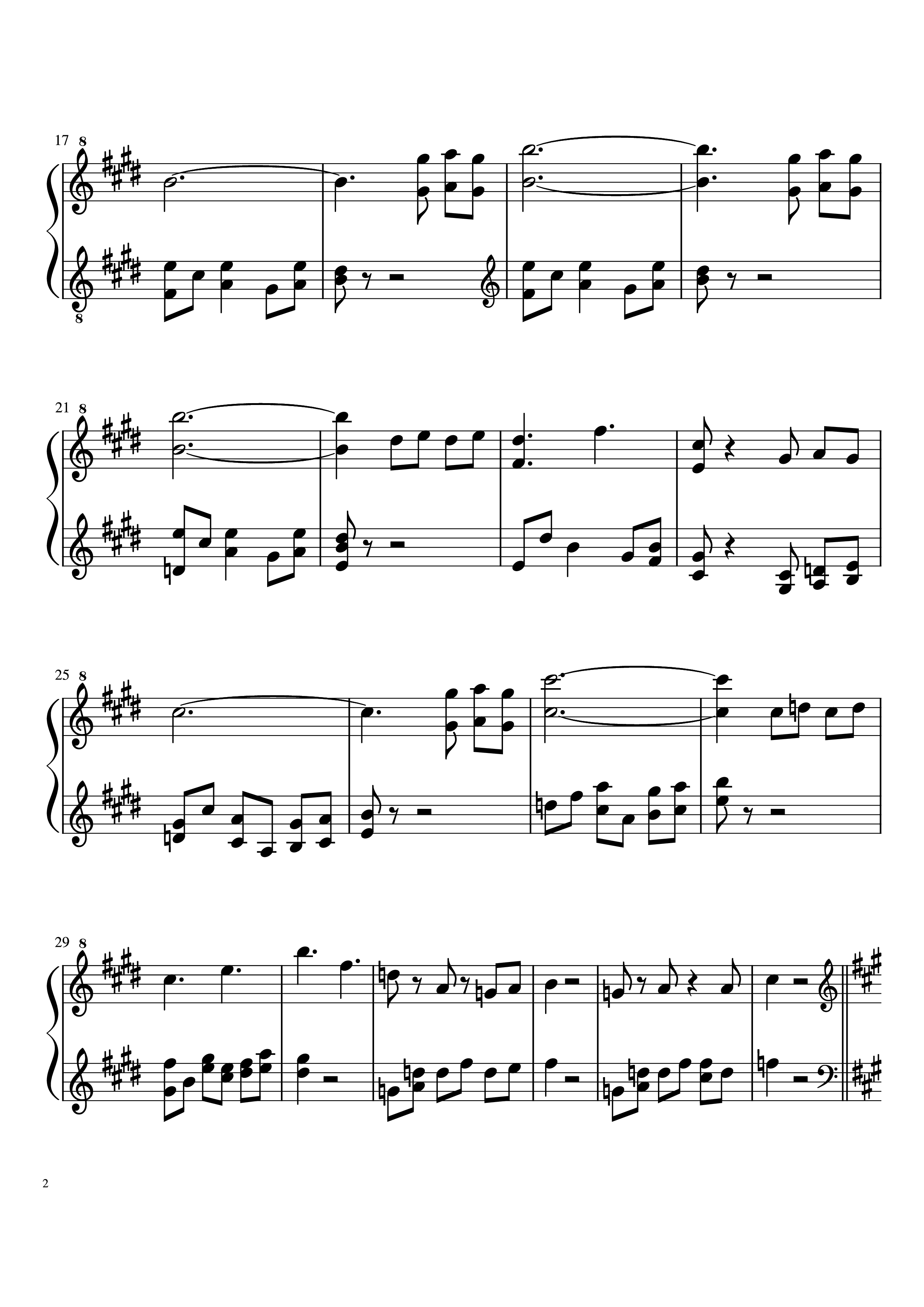 Page 2 of the piano sheet music PDF Piano – An Ending Piano by Toby Fox