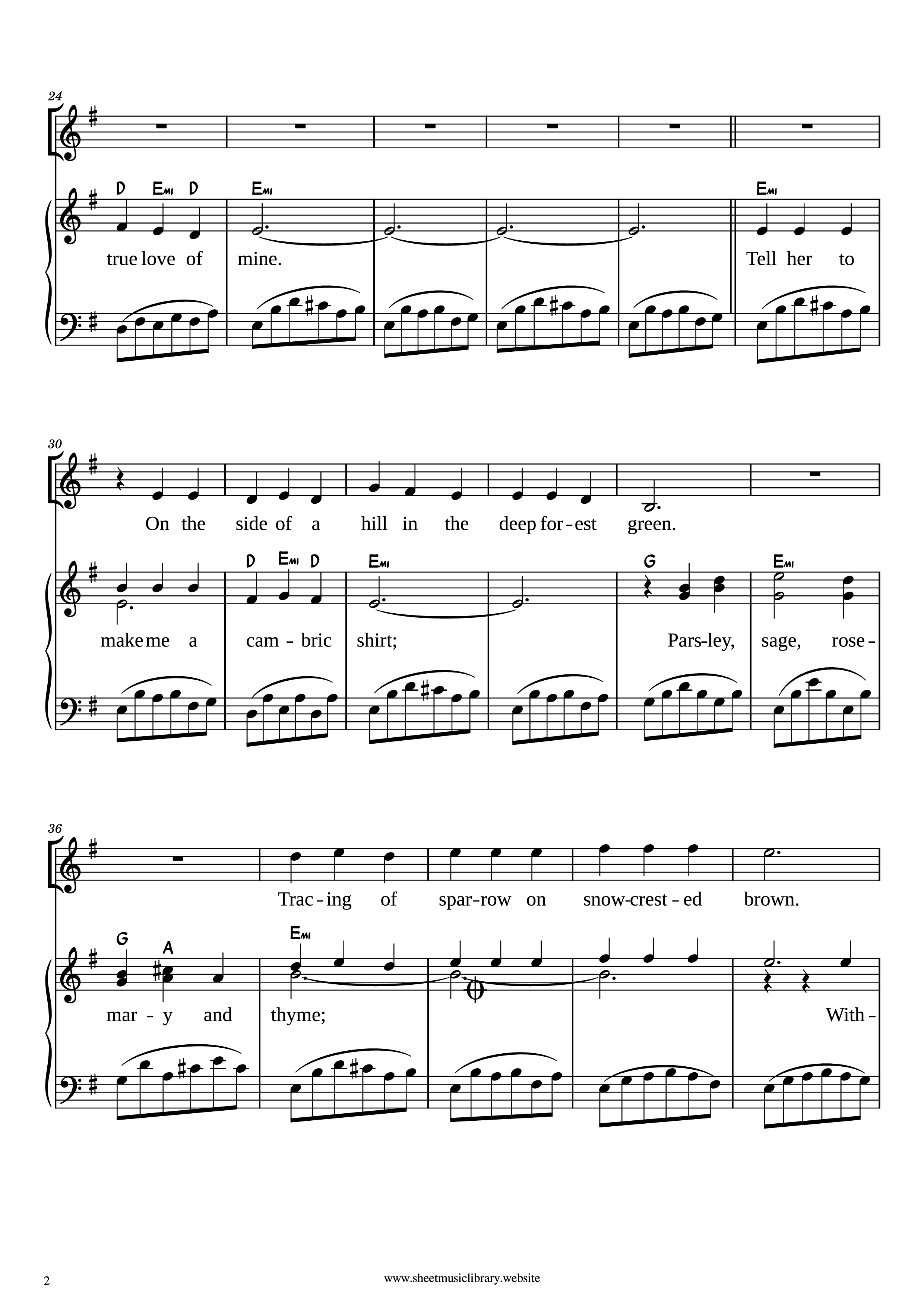 Page 2 of the piano sheet music PDF Piano – Scarborough Fair/Canticle Piano by Simon and Garfunkel