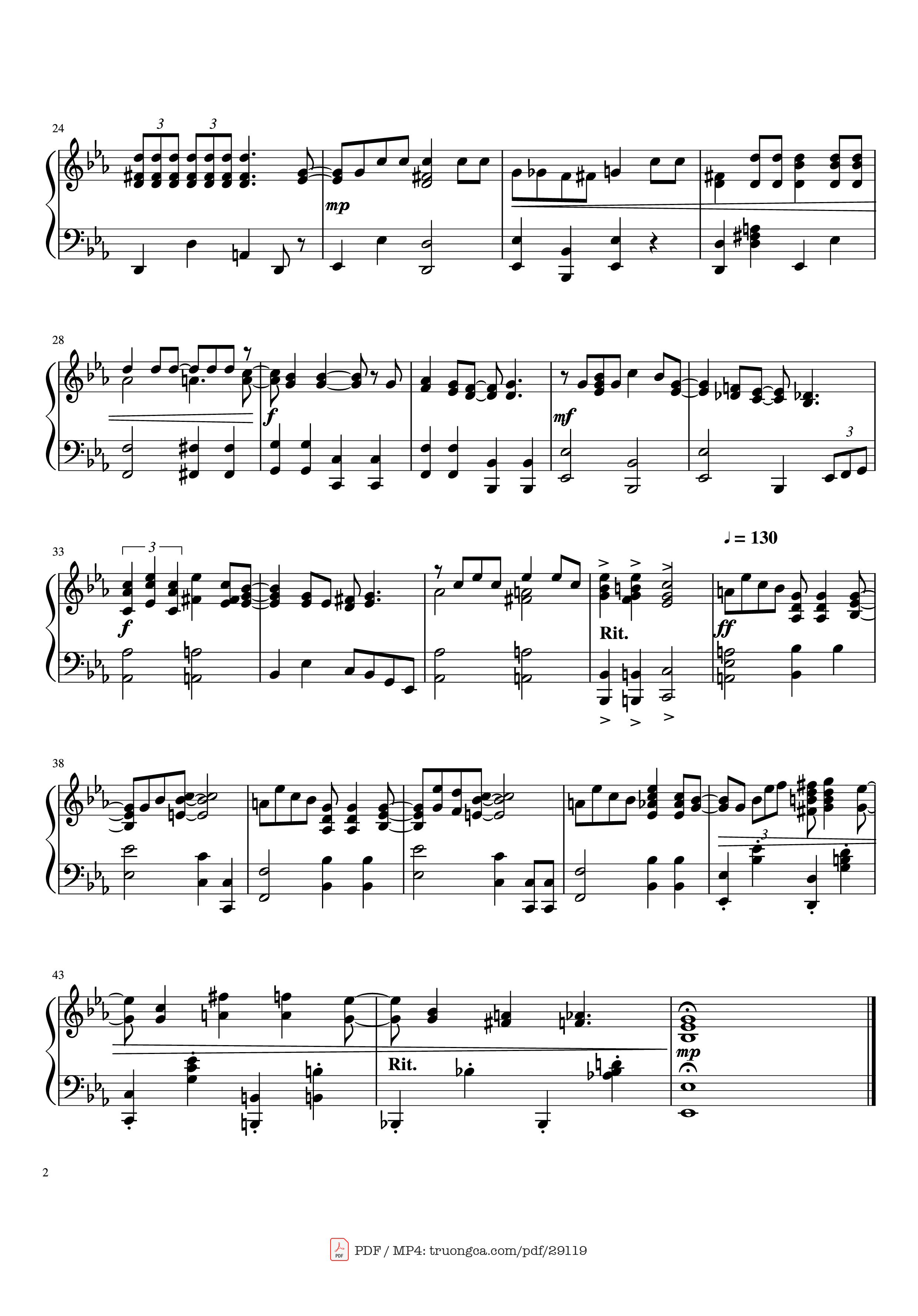 Page 2 of the piano sheet music PDF Piano – You